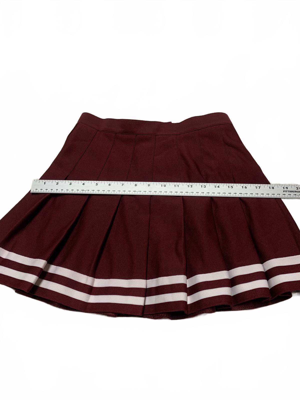 VTG Chasse Women's Adult 6 S Burgundy Pleated Skirt White Stripes Cheerleader