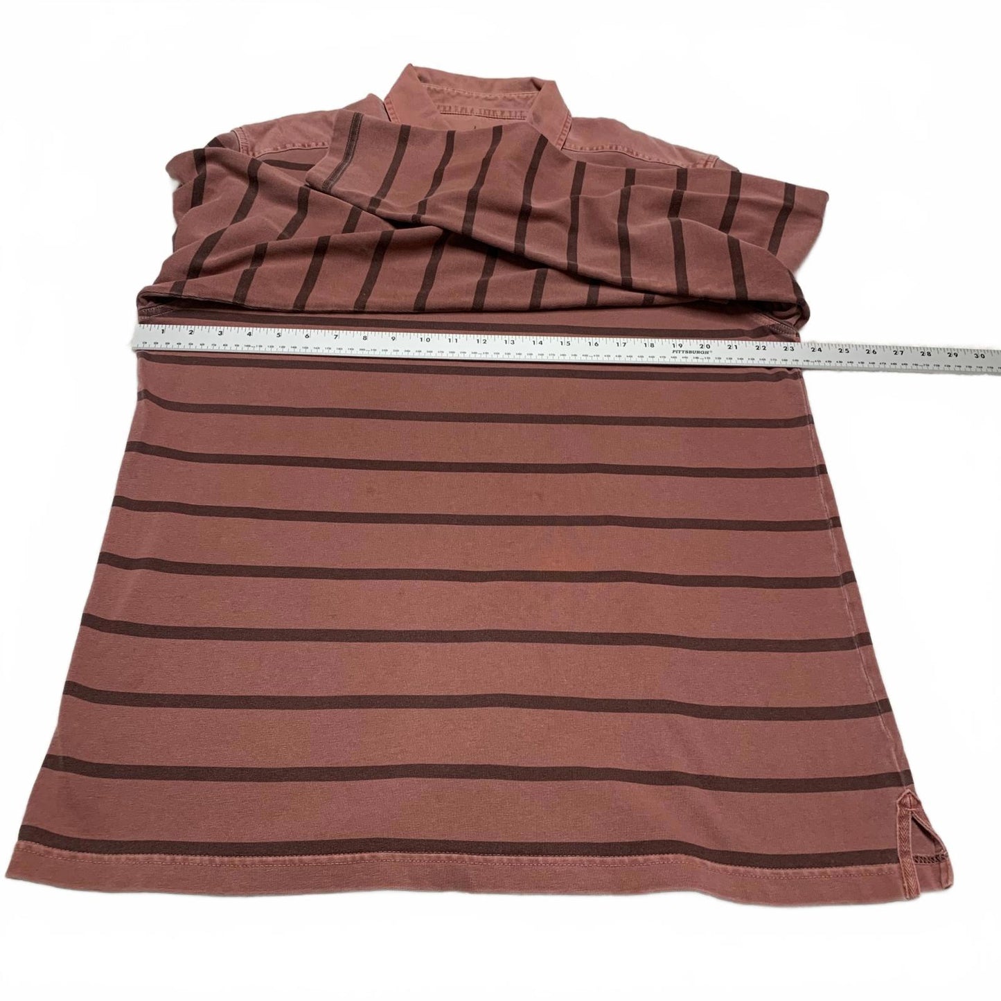 L.L. Bean Men's Size Large Rust Striped Long Sleeve Polo Shirt