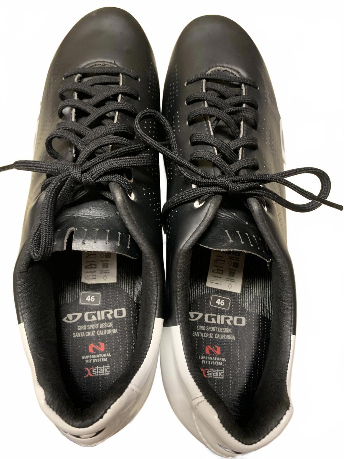 Giro Sport Cycling Shoes Men's Sz 12 US Black White Road Bike SPD Clipless