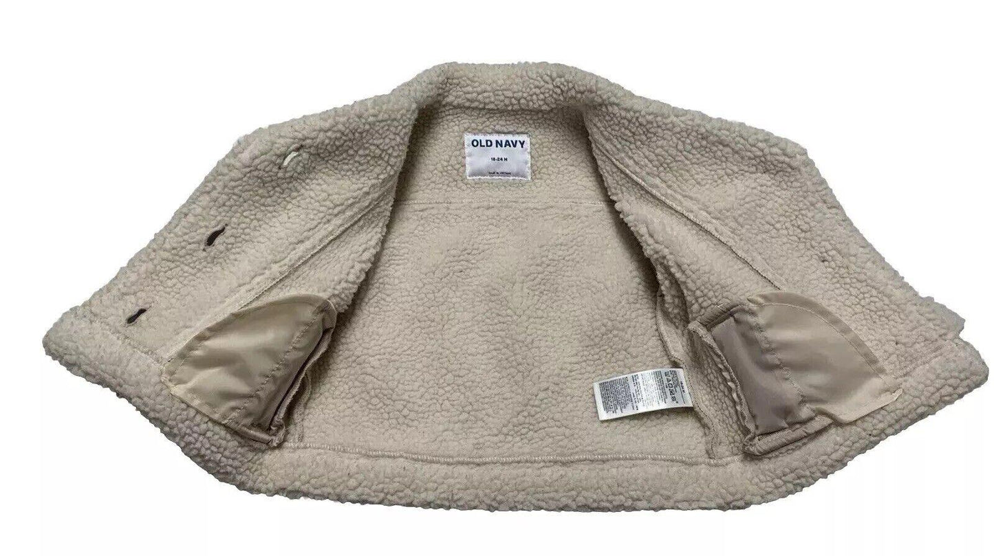 Old Navy Baby Toddler Size 18-24 M Camel Faux Suede Sherpa Coat
