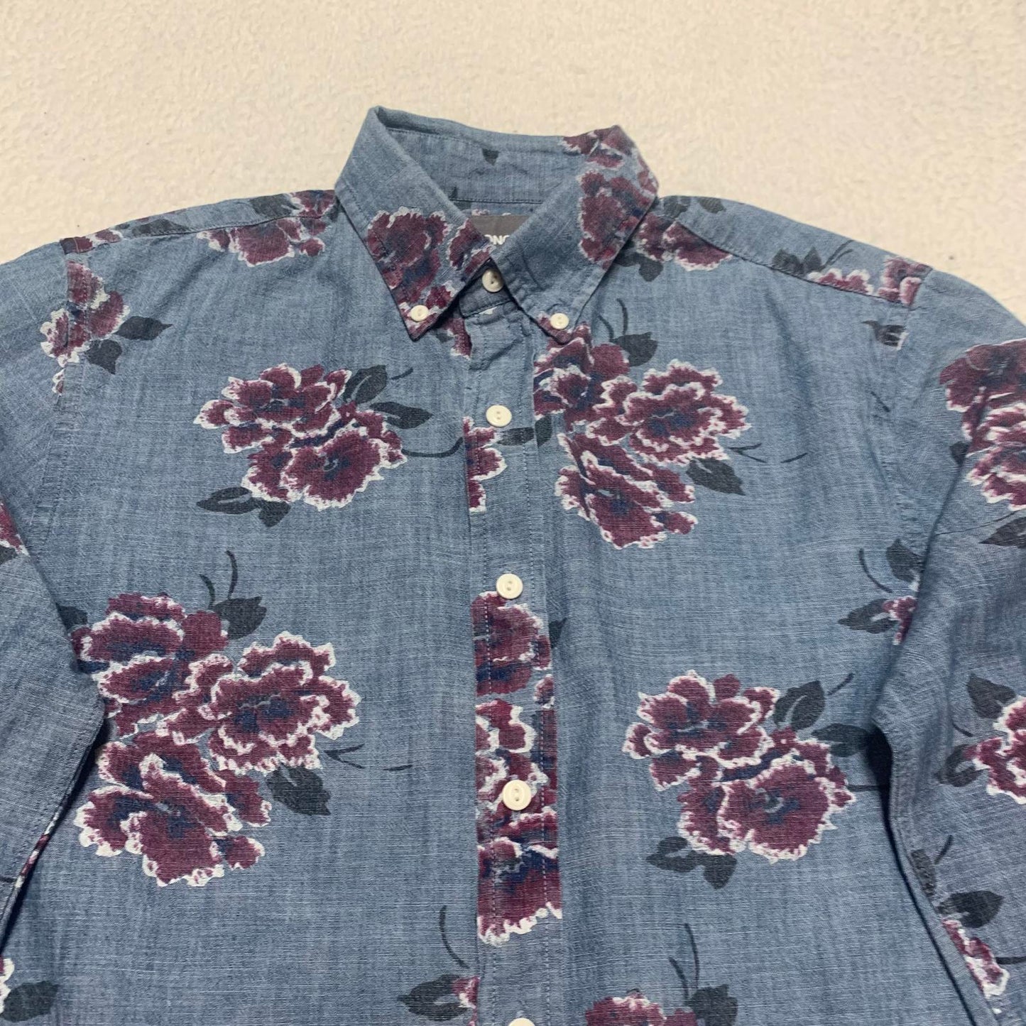 Bonobos Womens Size Small Denim Floral Print Button-Up Shirt