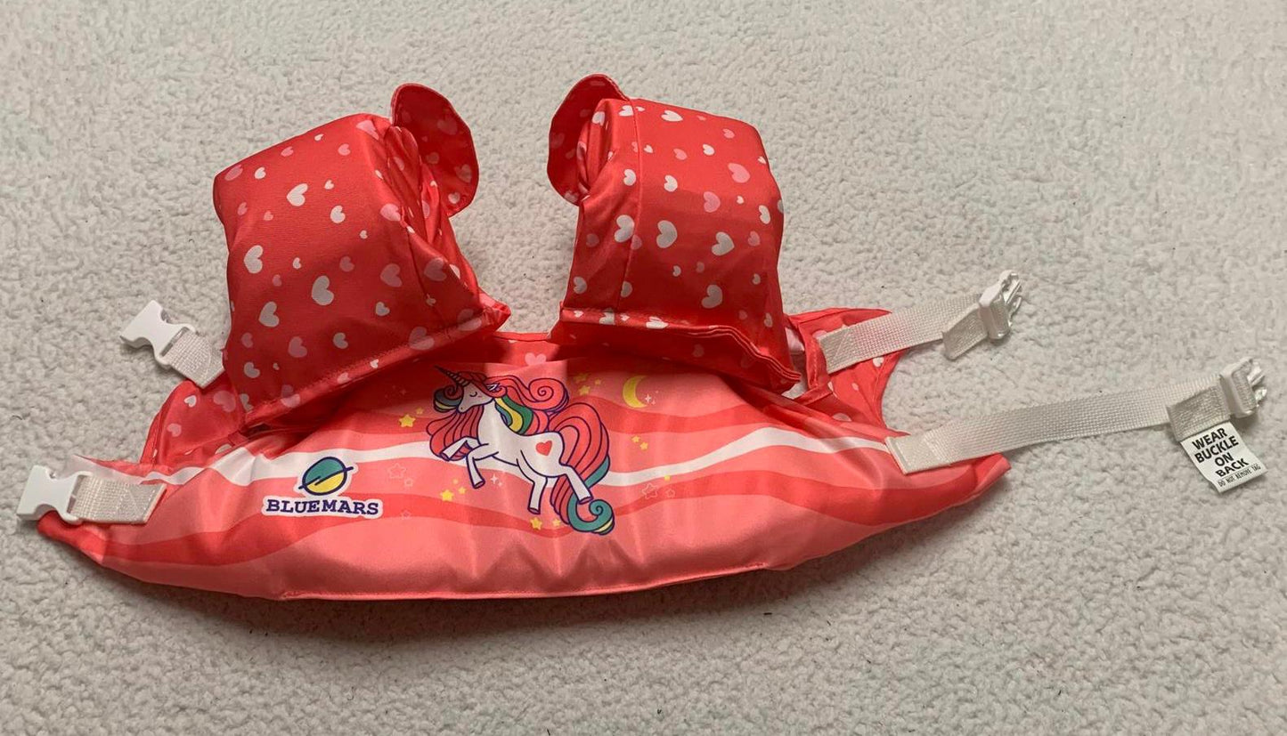 Bluemars Girls Size >20-50 lbs Coral Pink Unicorn Swim Vest Child Swimming Aid
