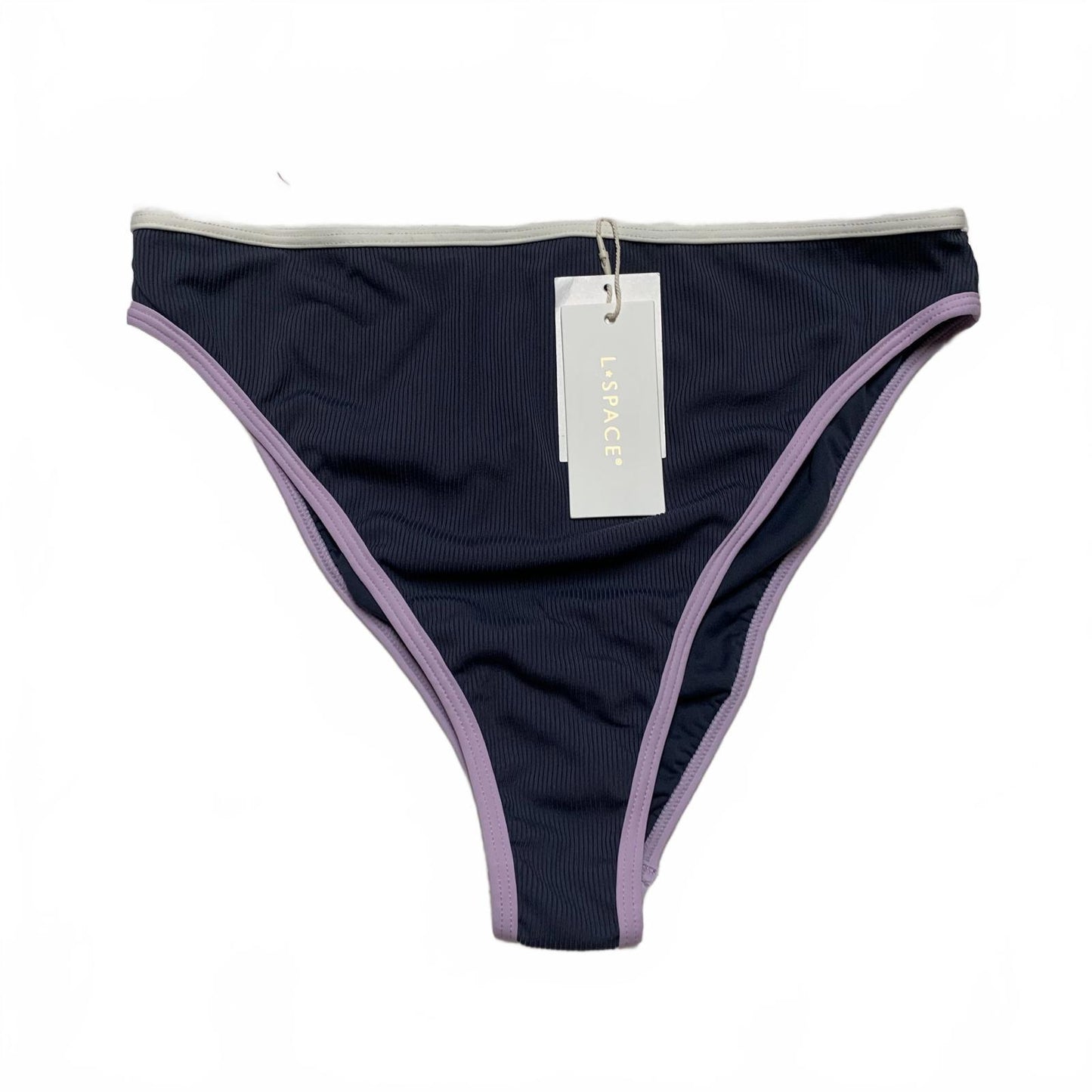 L*SPACE Women's Size XLarge Gray & Lilac Ribbed Bikini Bottoms