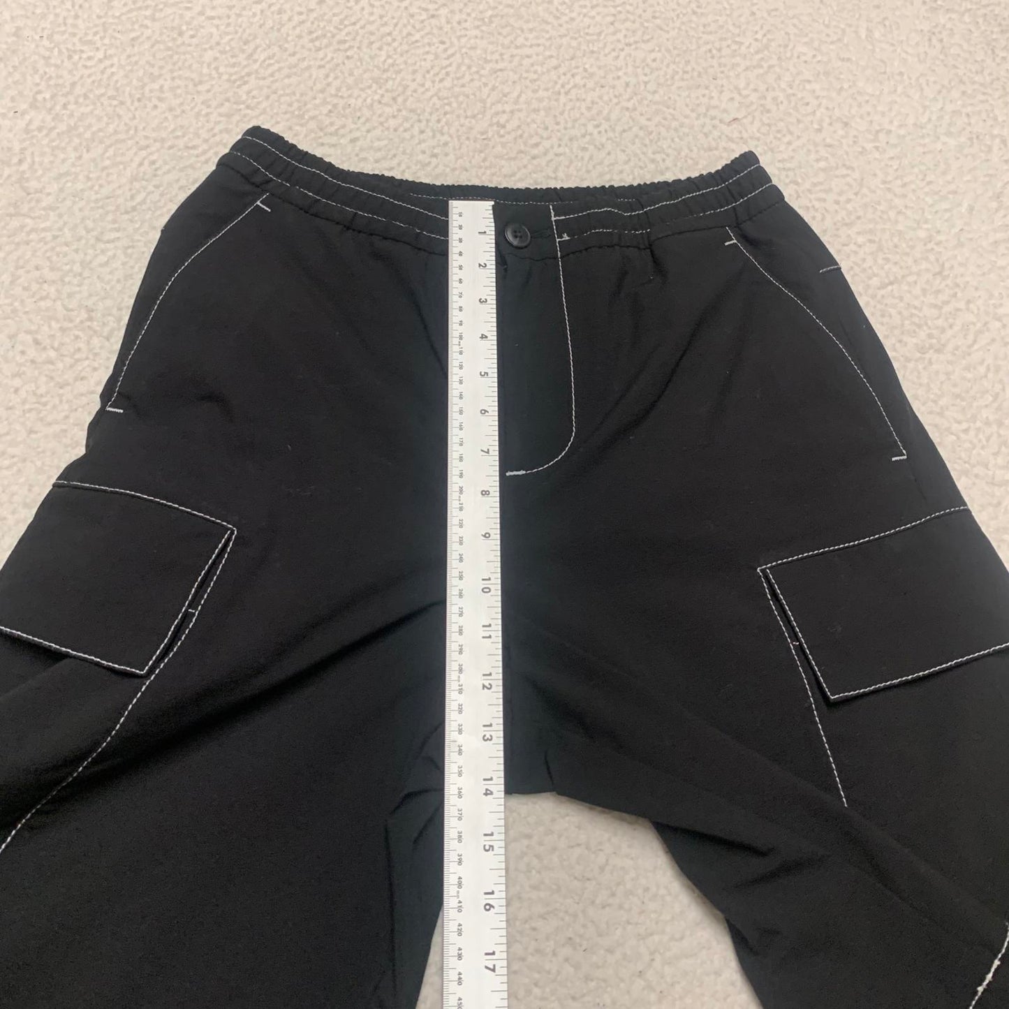 Zara Mens Sz Small Black Cargo Shorts Side Pockets W28