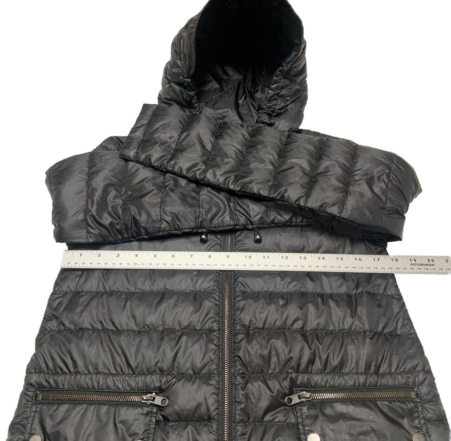 Zara Basic Women’s X-Small Black Lightweight Packable Puffer Long Hooded Jacket