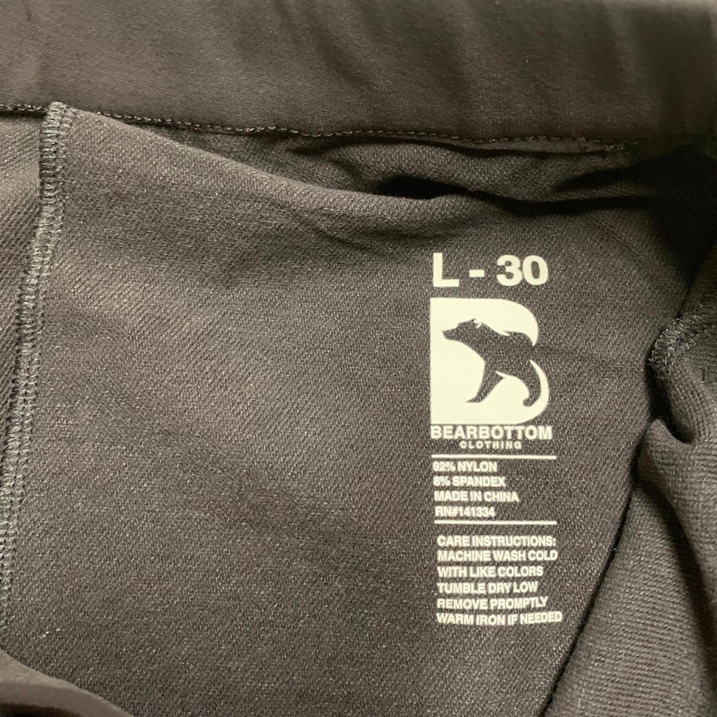 Bearbottom Clothing Men's Size L-30 Black Pants Hiking Camping 33 X 29