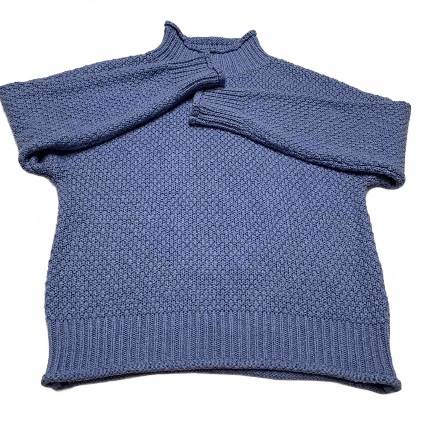 Fashion Women's Unisex M Blue Textured Crew Neck Sweater
