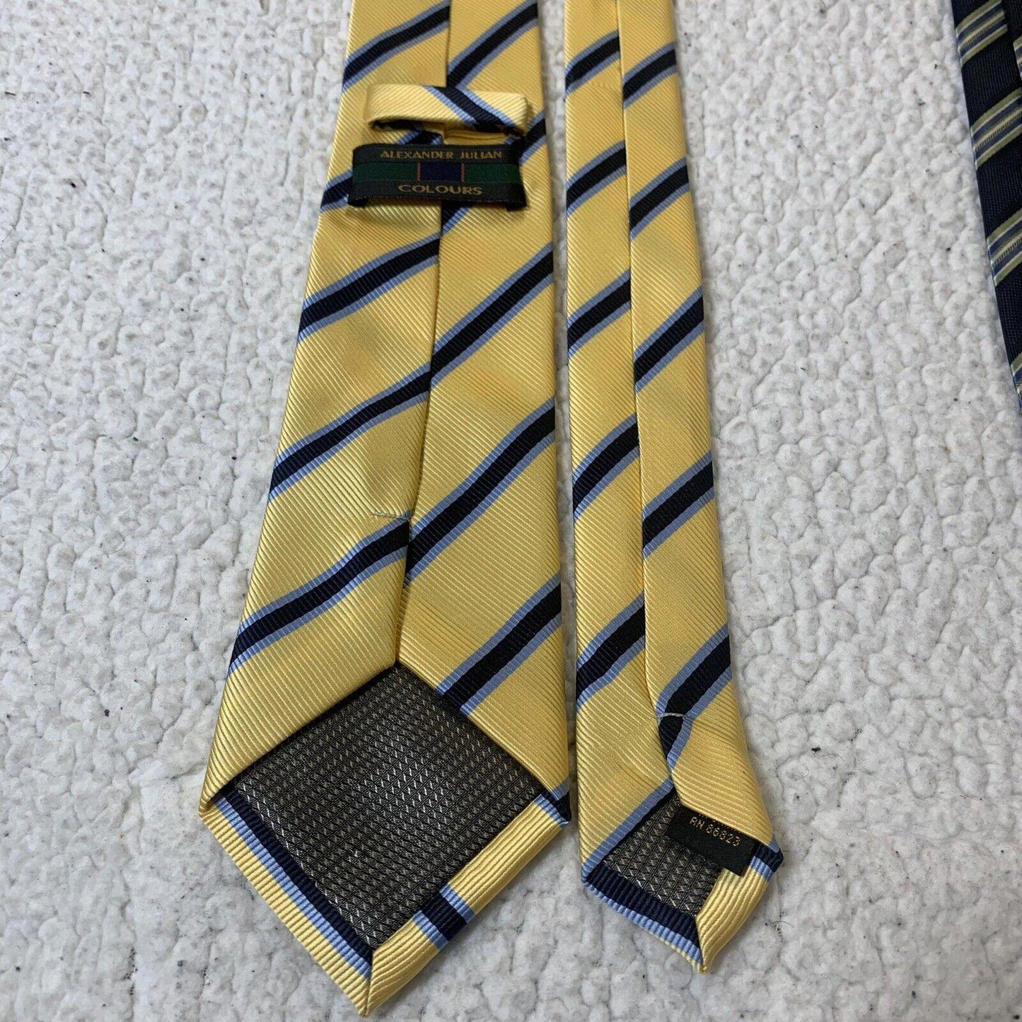 Alexander Julian Colours Men’s Ties Striped Navy And Yellow Preowned Lot Of 2