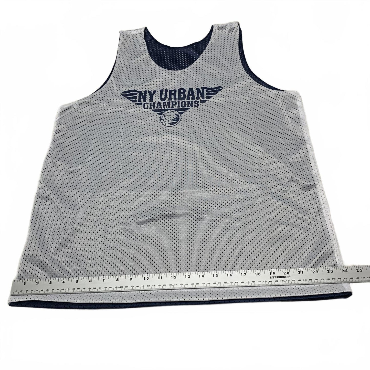 A4 Unisex Size L White Navy Reversible NY Urban Champions Athletic Mesh Jersey