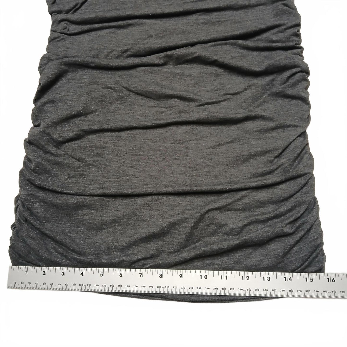 Athlete Women's Cap Sleeve Ruched Bodycon Dress Sz Small Gray V-Neck