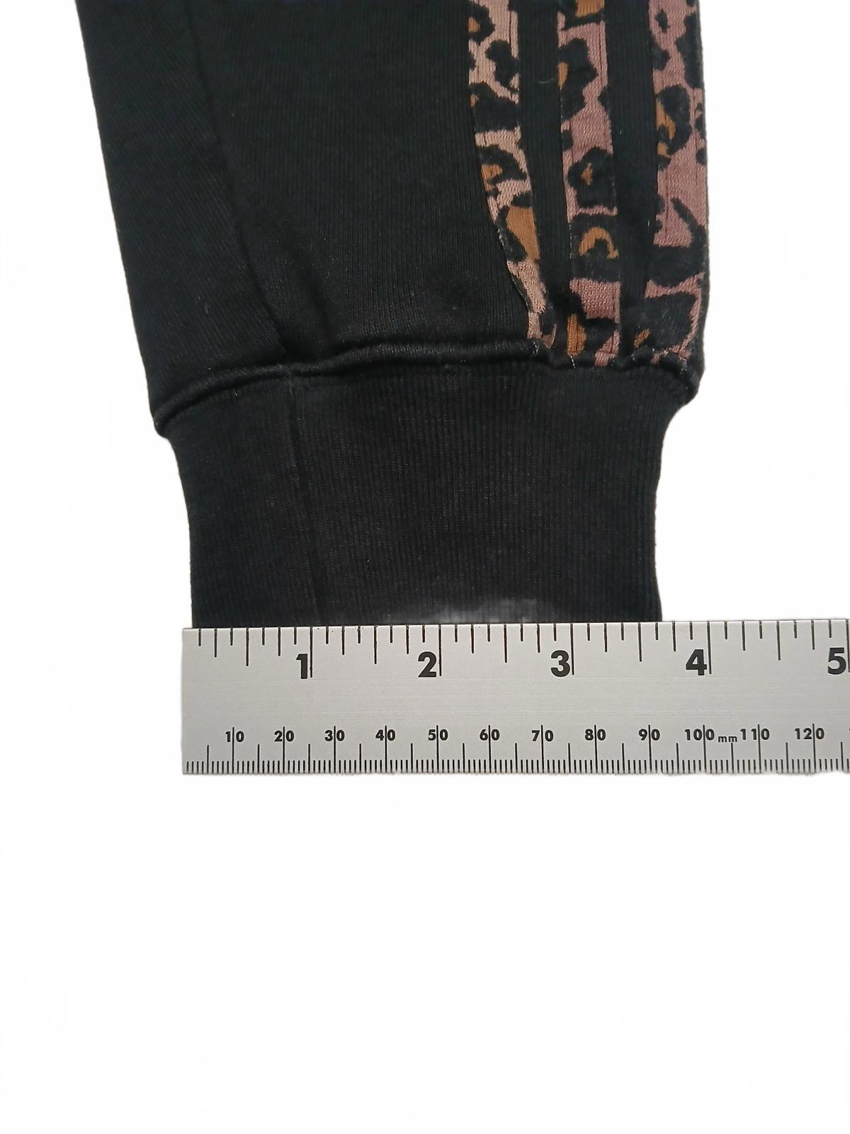 Adidas Womens Sz Small Black Cropped Hoodie Leopard Print Sweater