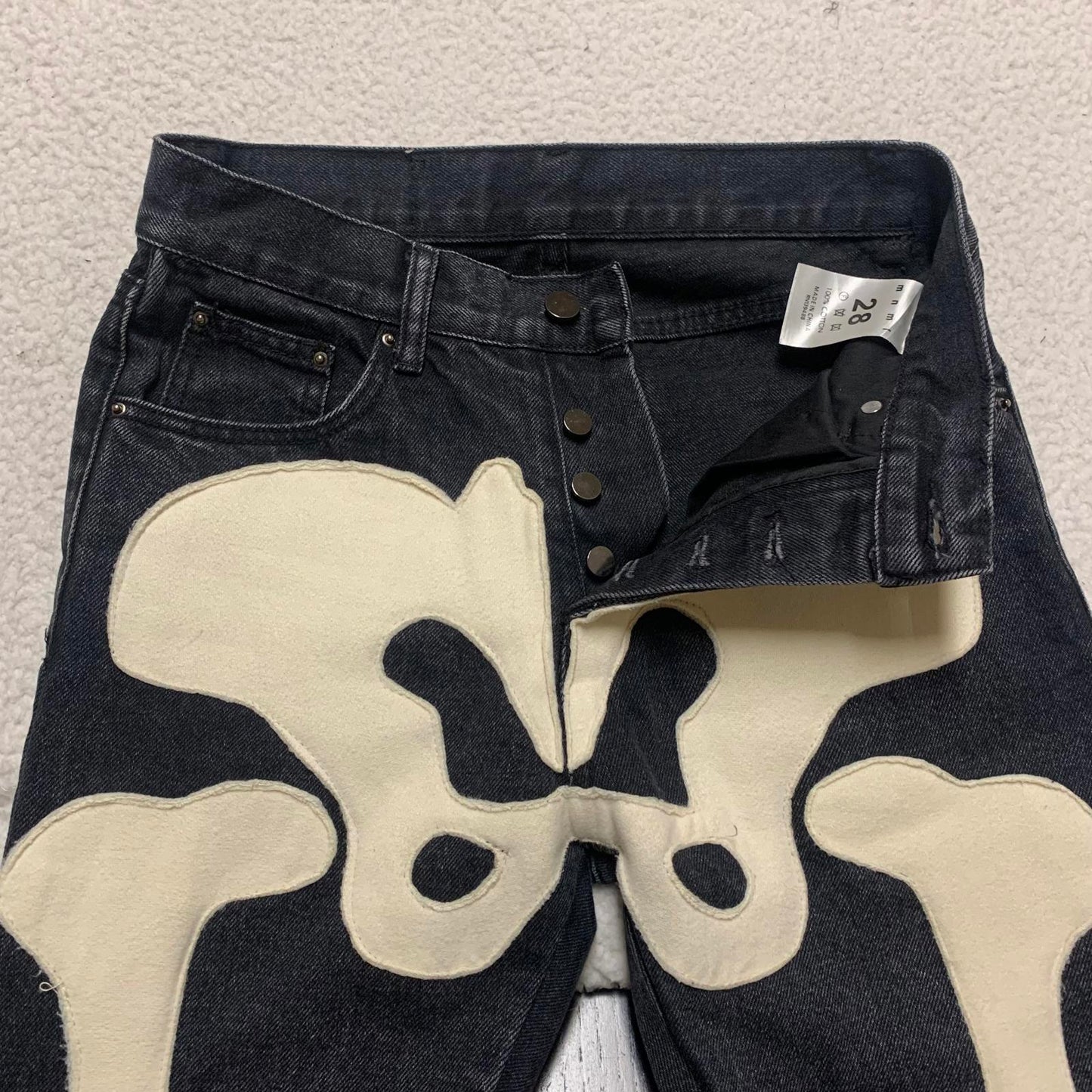 MNML Mens Sz 28 Black Skull Graphic Jeans