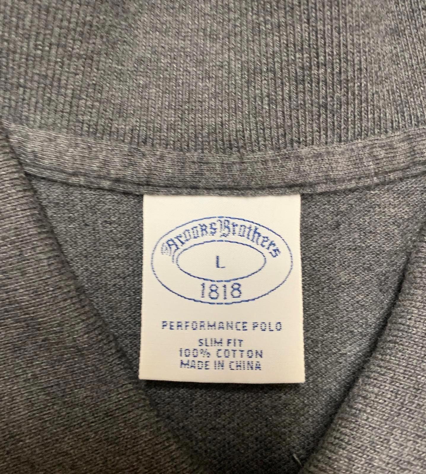 Brooks Brothers 1818 Men’s Size Large Gray Performance Polo Slim Fit Cotton