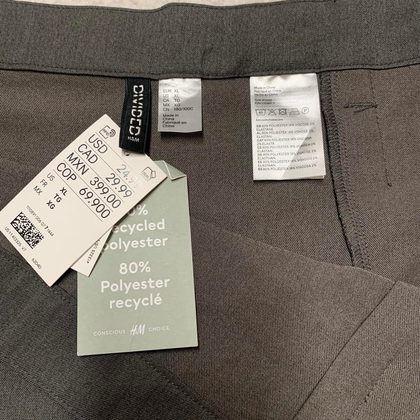 H&M Conscious Collection Womens Sz XL Gray Pleated Mini Skirt W42