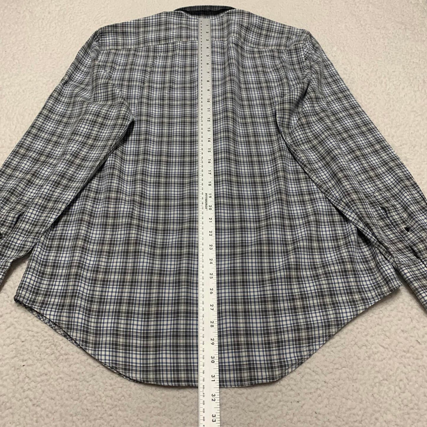 Maker Company Mens Size Large Black Gray Classic Plaid Shirt