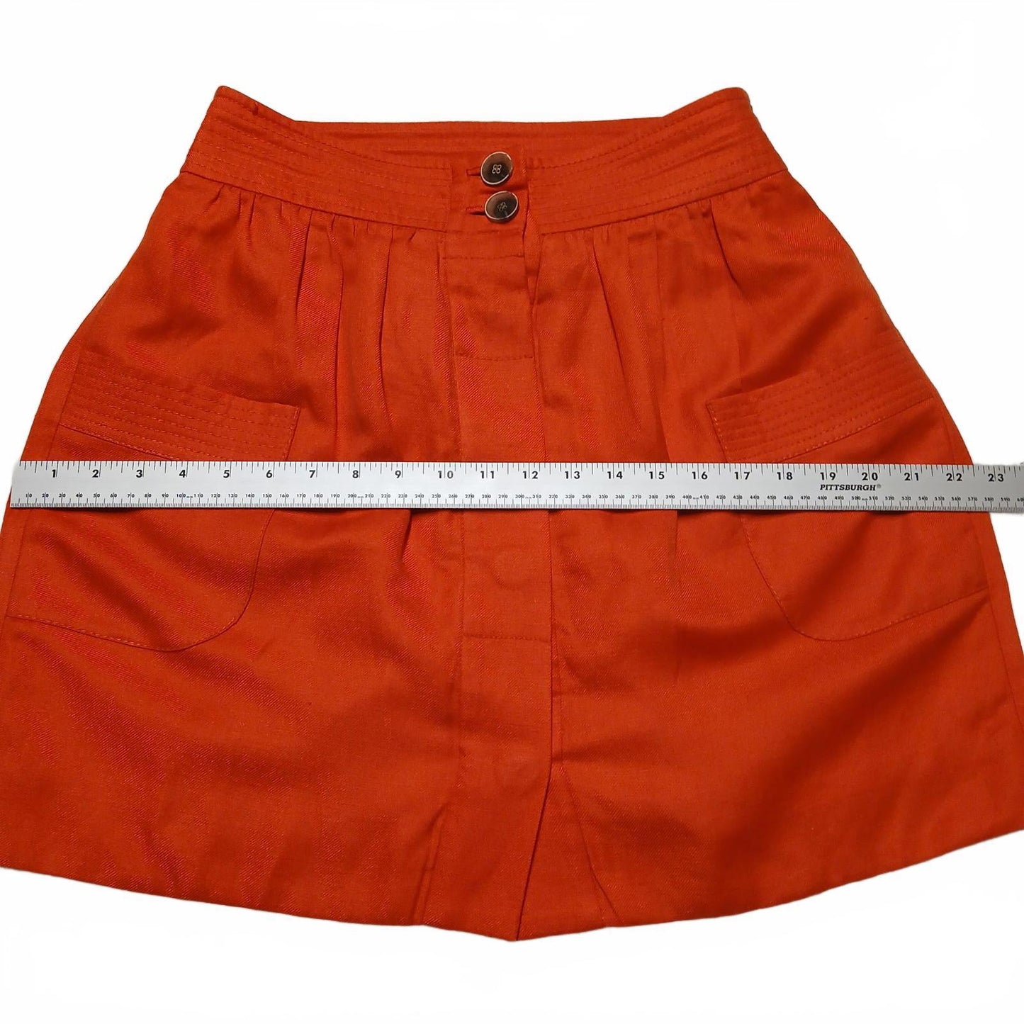J. Crew Womens Size 4 Orange Button-Front Skirt Pockets W30.5