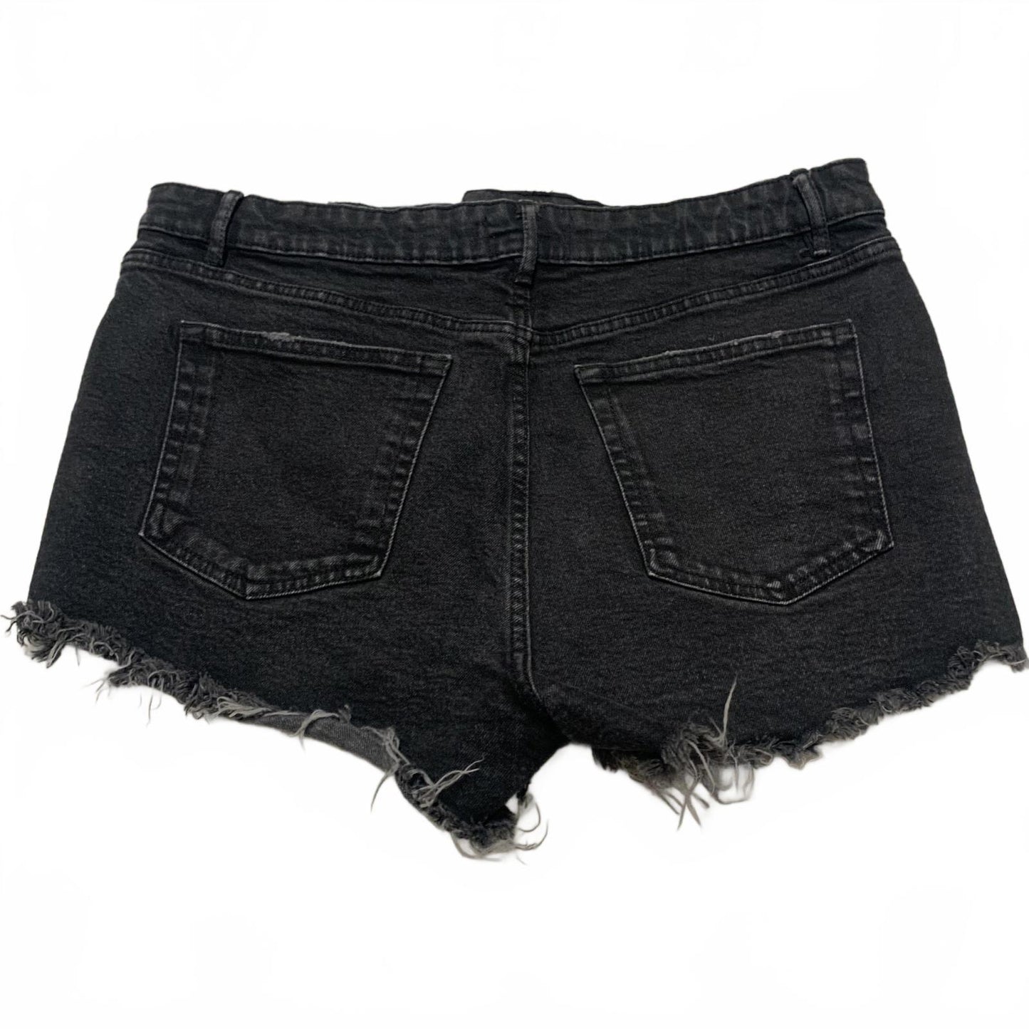 Zara Womens Sz 12 High-Rise Black Distressed Cutoff Denim Shorts Festival Grunge