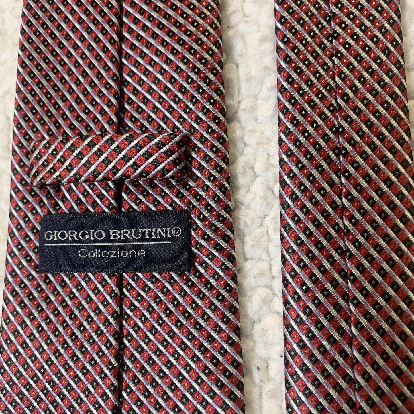 Giorgio Brutini Tie Red Black Tiny Geometric Print Pattern