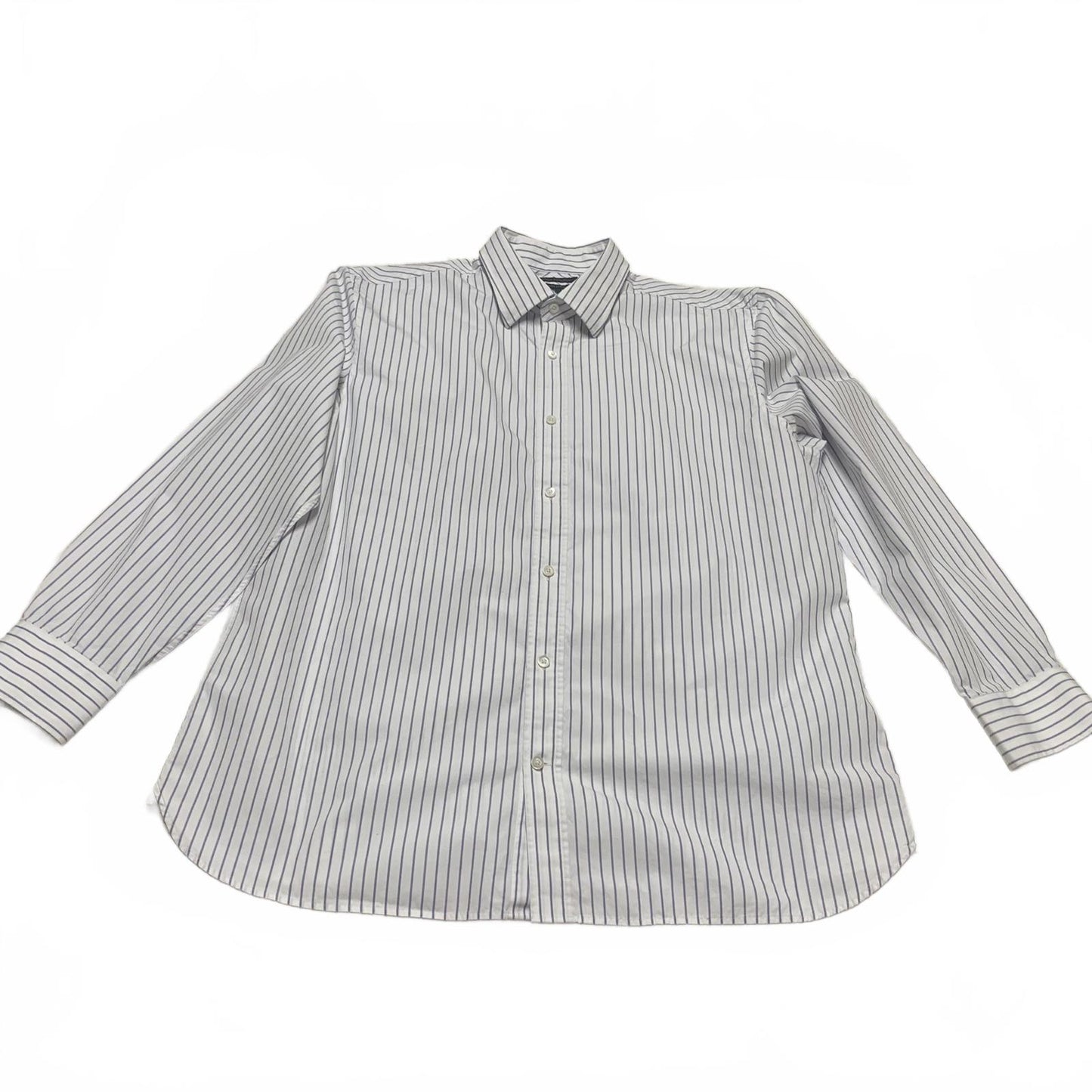 Banana Republic Men's Size XL Slim Fit White Blue Striped Button-Up Shirt
