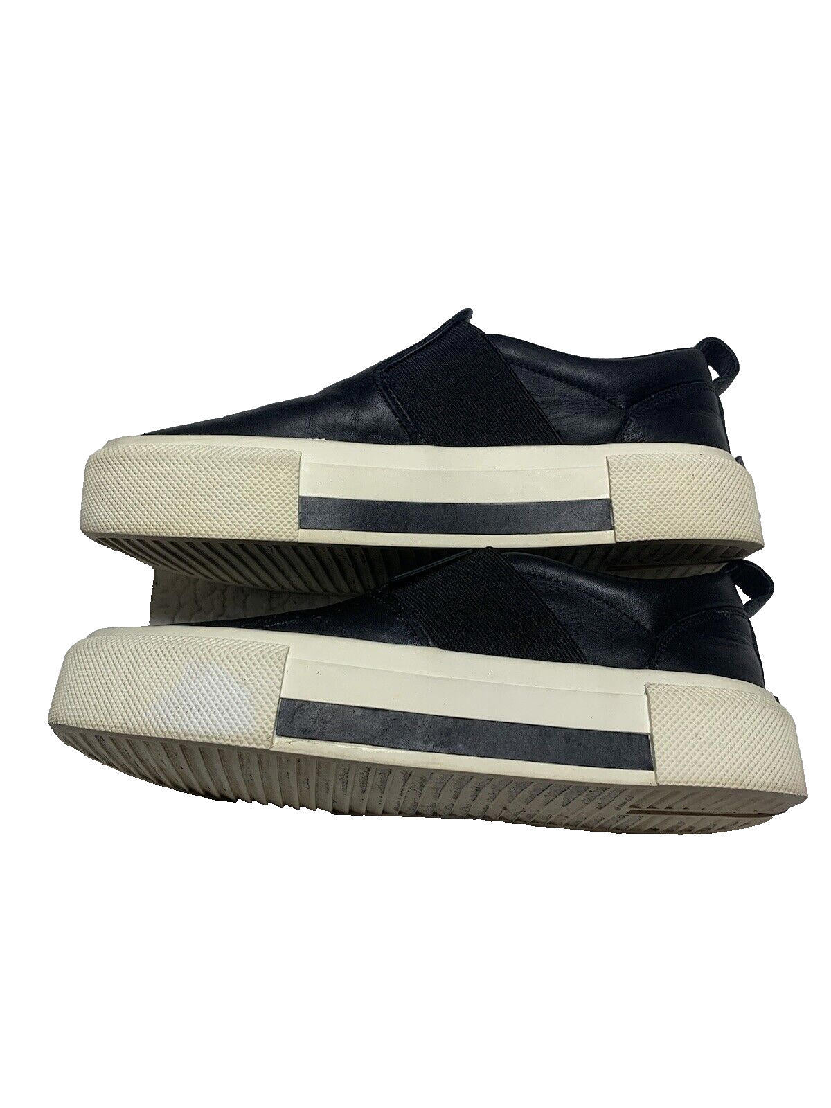 KENDALL + KYLIE Women's 7.5 Black/White Faux Leather Slip On Platform Sneakers