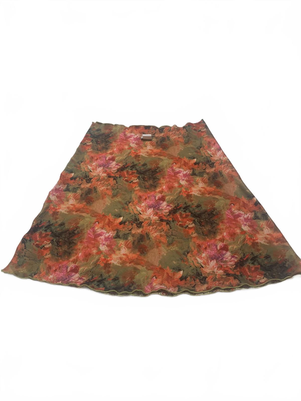 Haystacks Sz M Colorful Chic Floral Boho Artwear Reversible A- Line Skirt USA