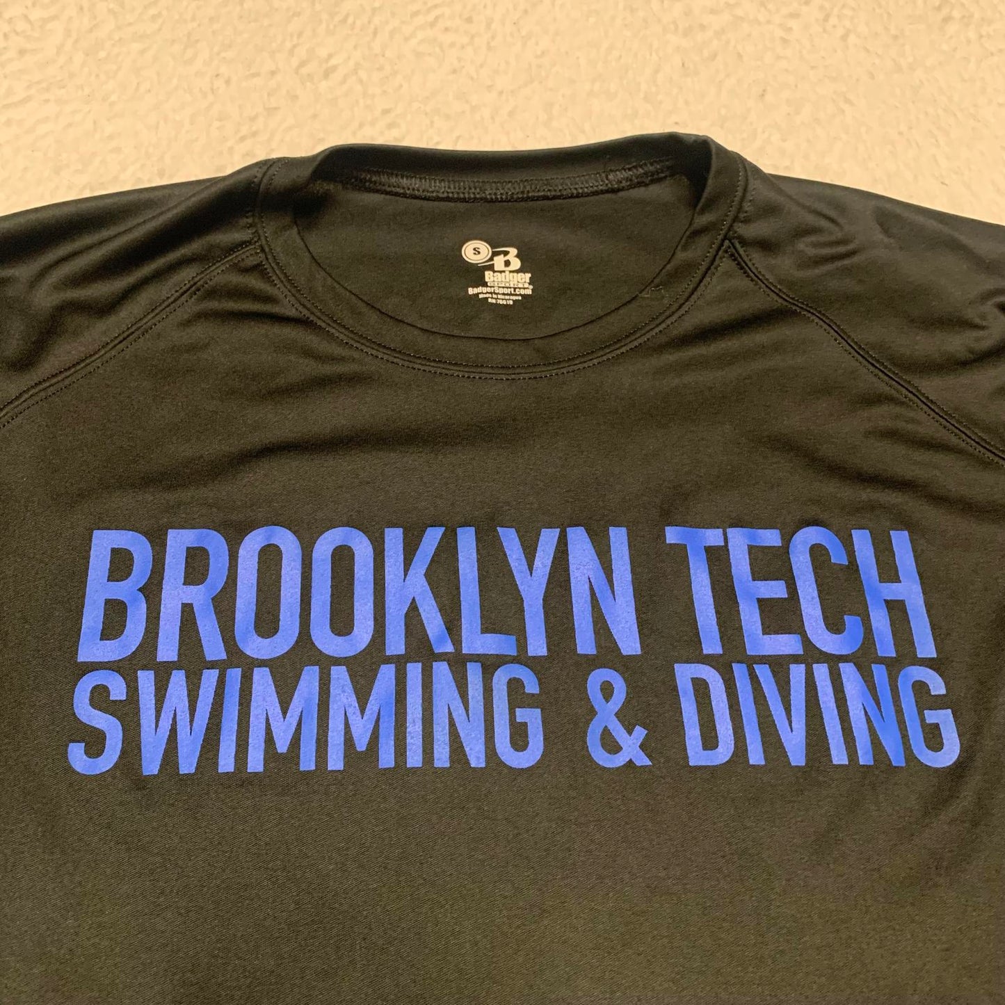 Badger Sports Men's S Black Brooklyn Tech Swimming & Diving Long Sleeve Shirt