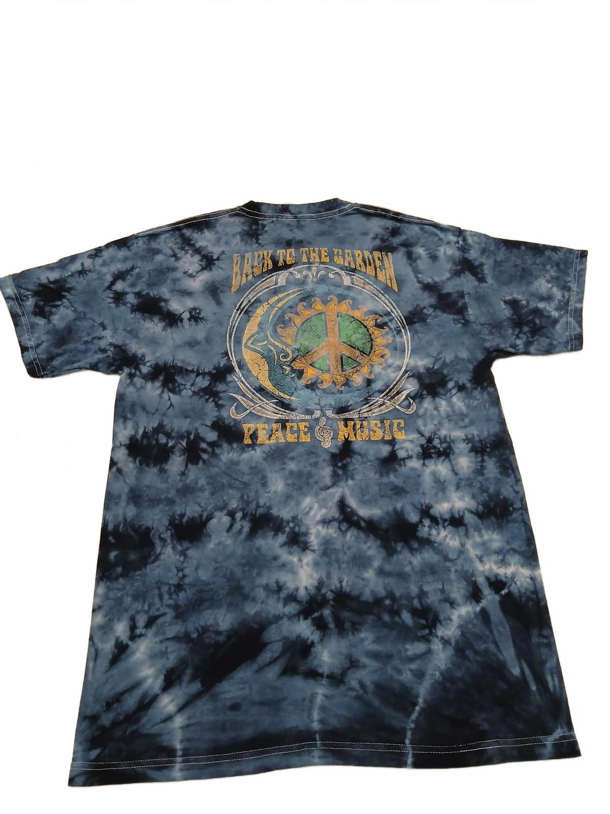 M&O Gold Unisex Sz M Blue Woodstock Tie-Dye T-Shirt Music & Peace Cotton