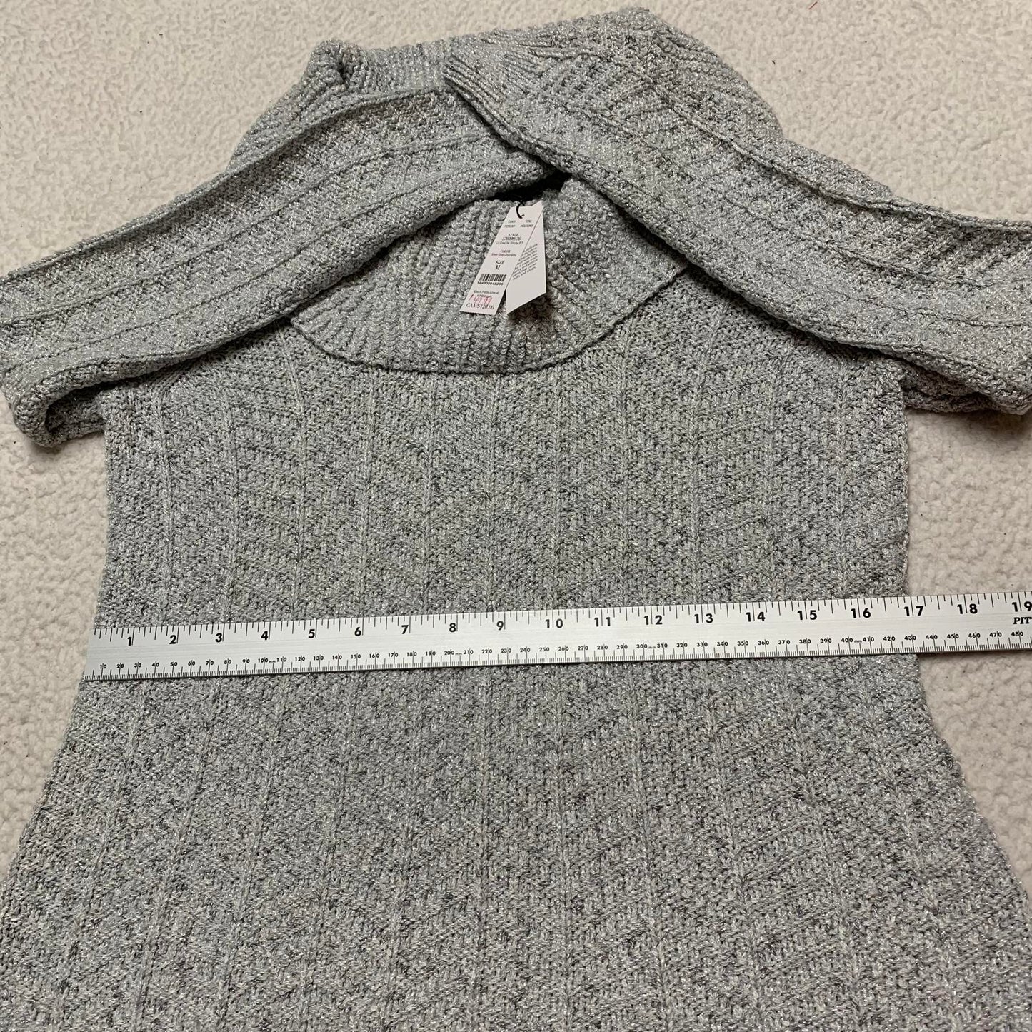 White House Black Market Womens Size Medium Gray Cable Knit Sweater Cowl Neck