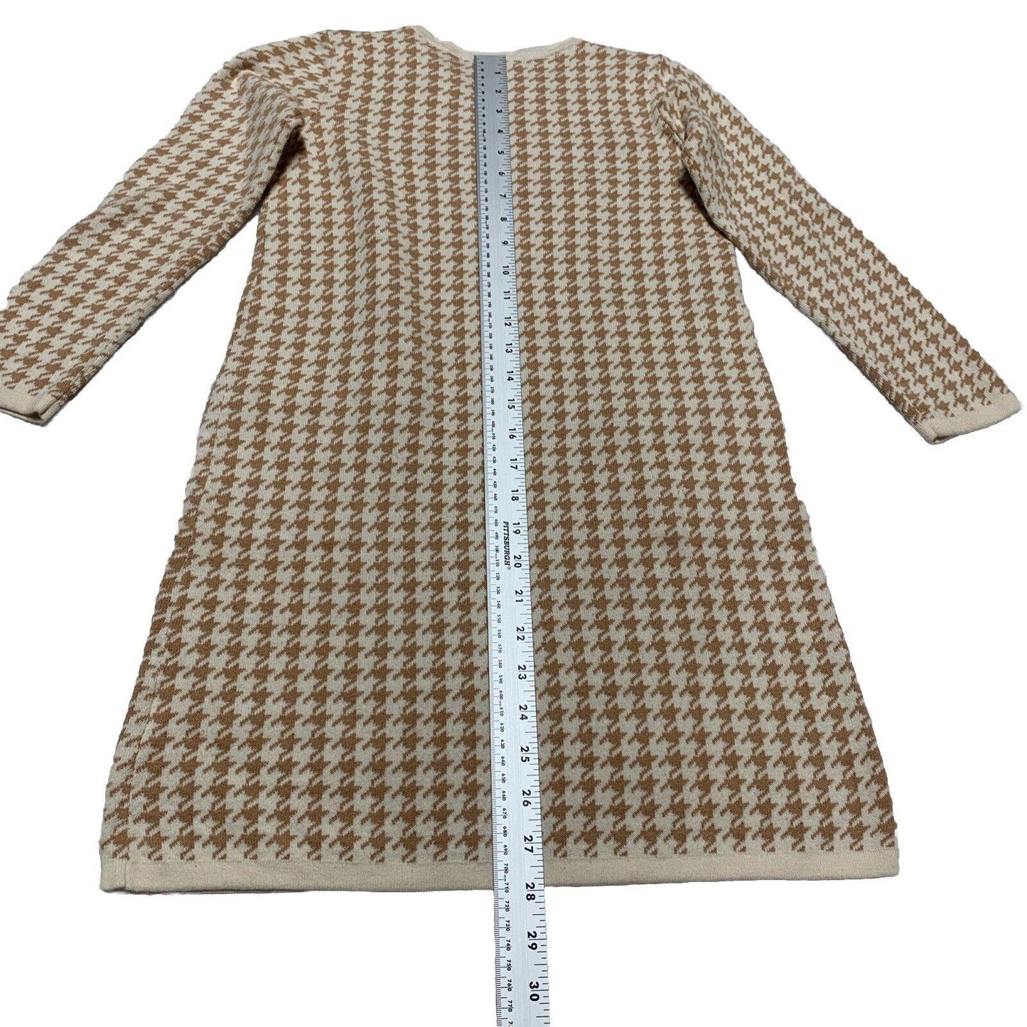 Hope & Henry Girls Size 10 Ivory Beige Houndstooth Sheath Dress Bow Knee Length
