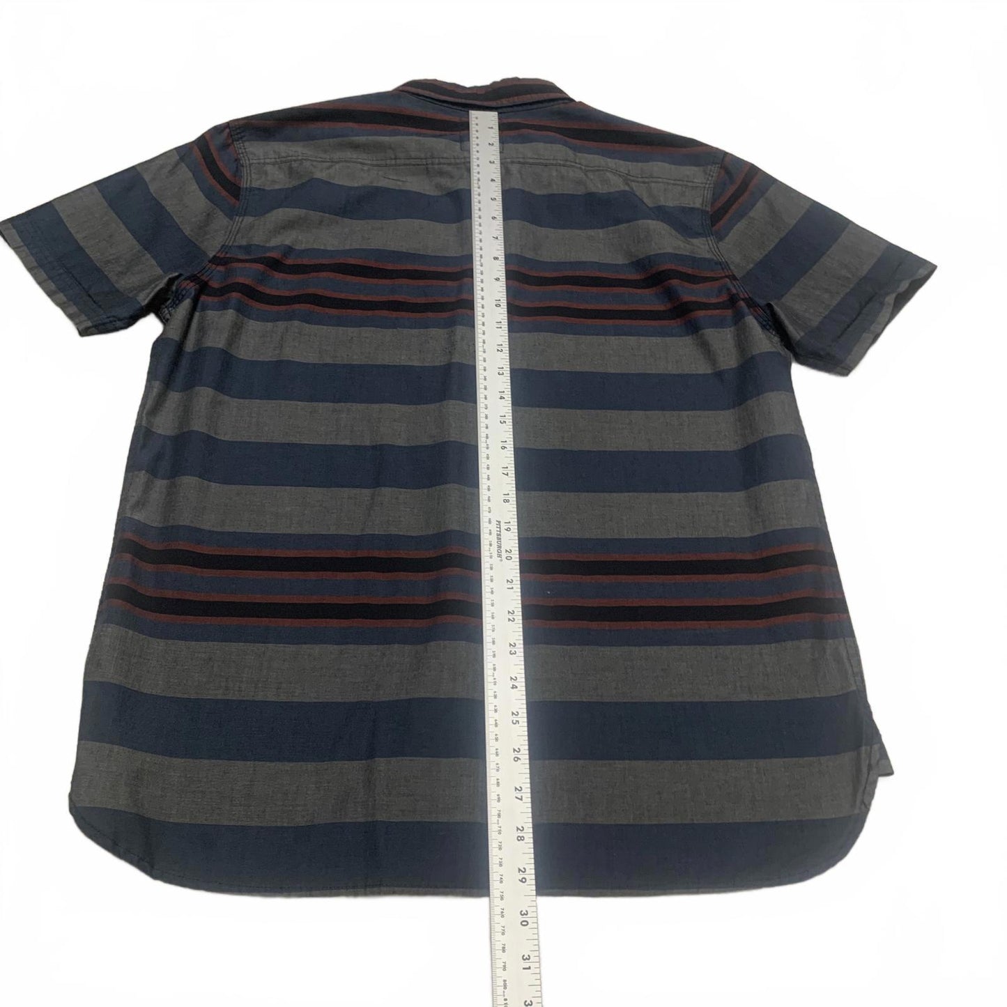 Levis Mens Size Large Blue Gray Striped Short Sleeve Shirt