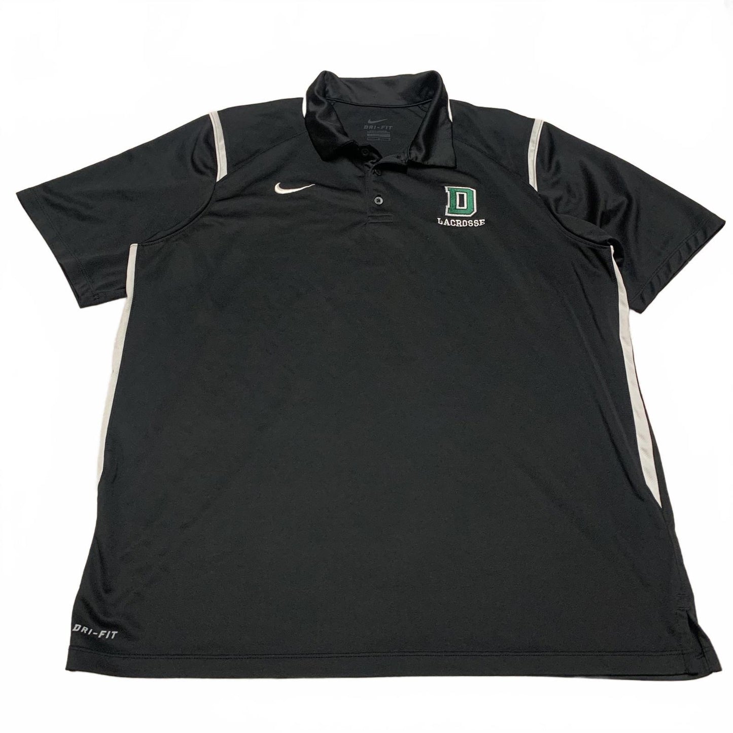 Nike DRI-FIT Mens Sz Large Black Lacrosse Polo Black