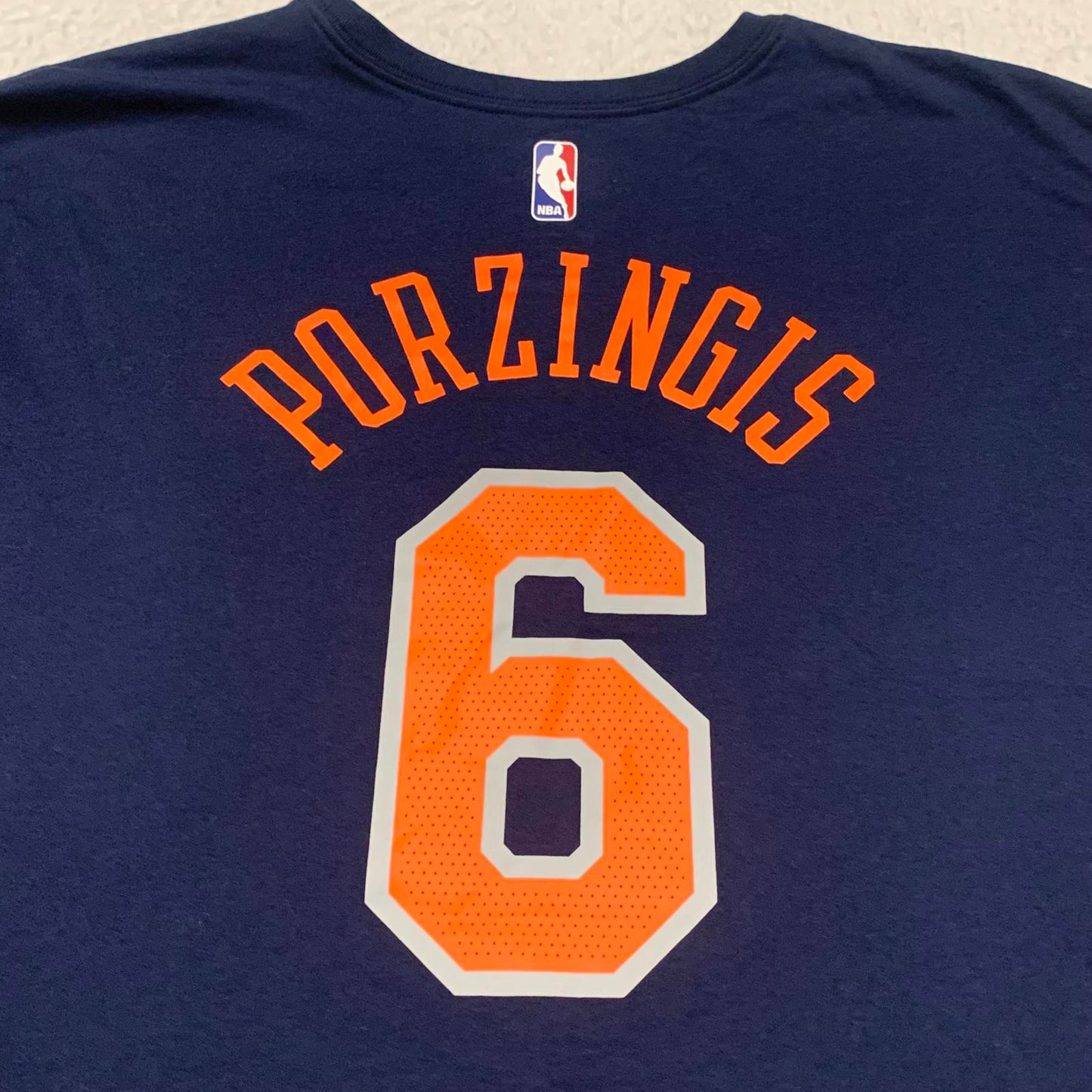 Nike Mens Size XXL Navy Blue Dri-FIT New York Knicks T-Shirt Porzingis #6