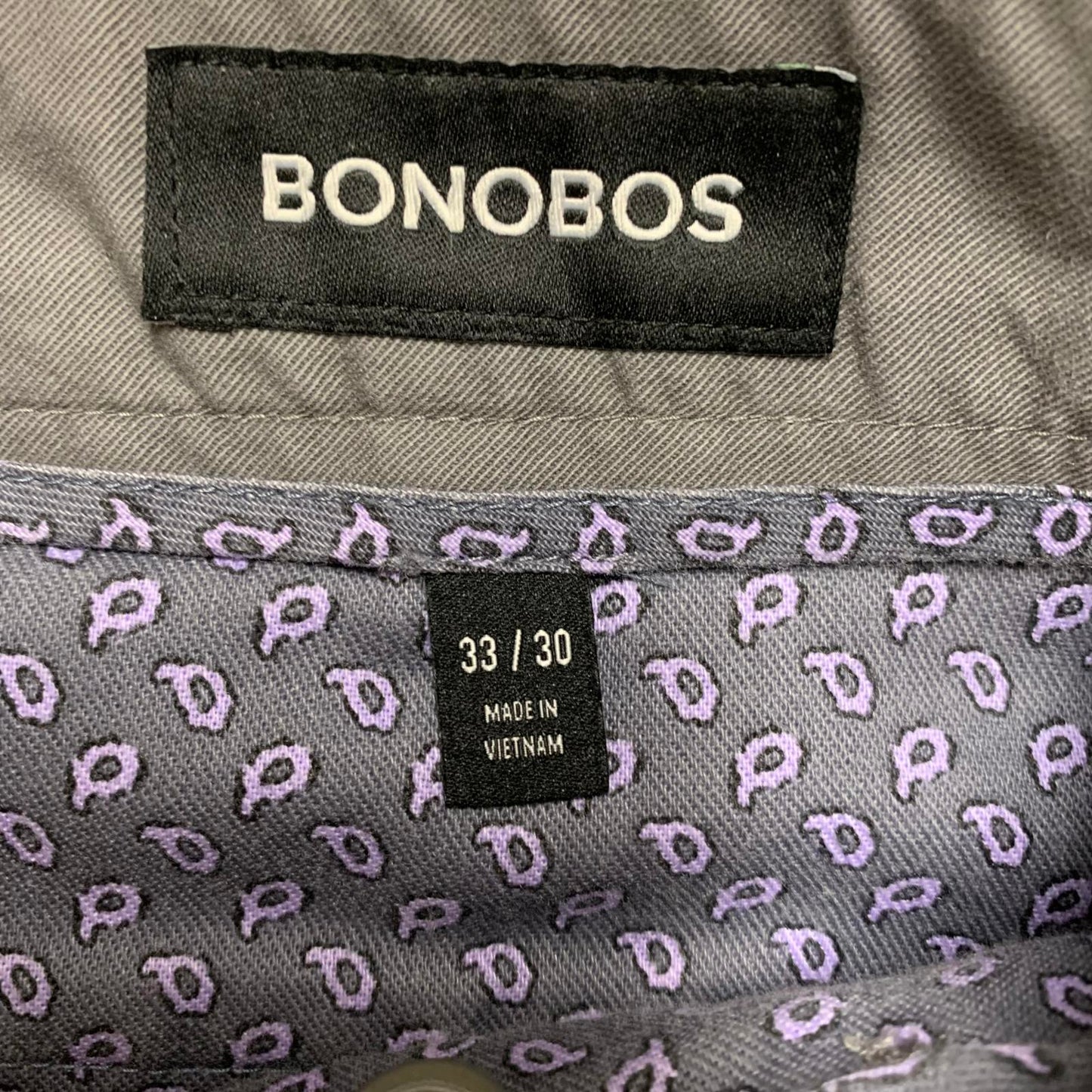 Bonobos Men's Size 33x30 Gray Chino Pants W31 X 30L Actual