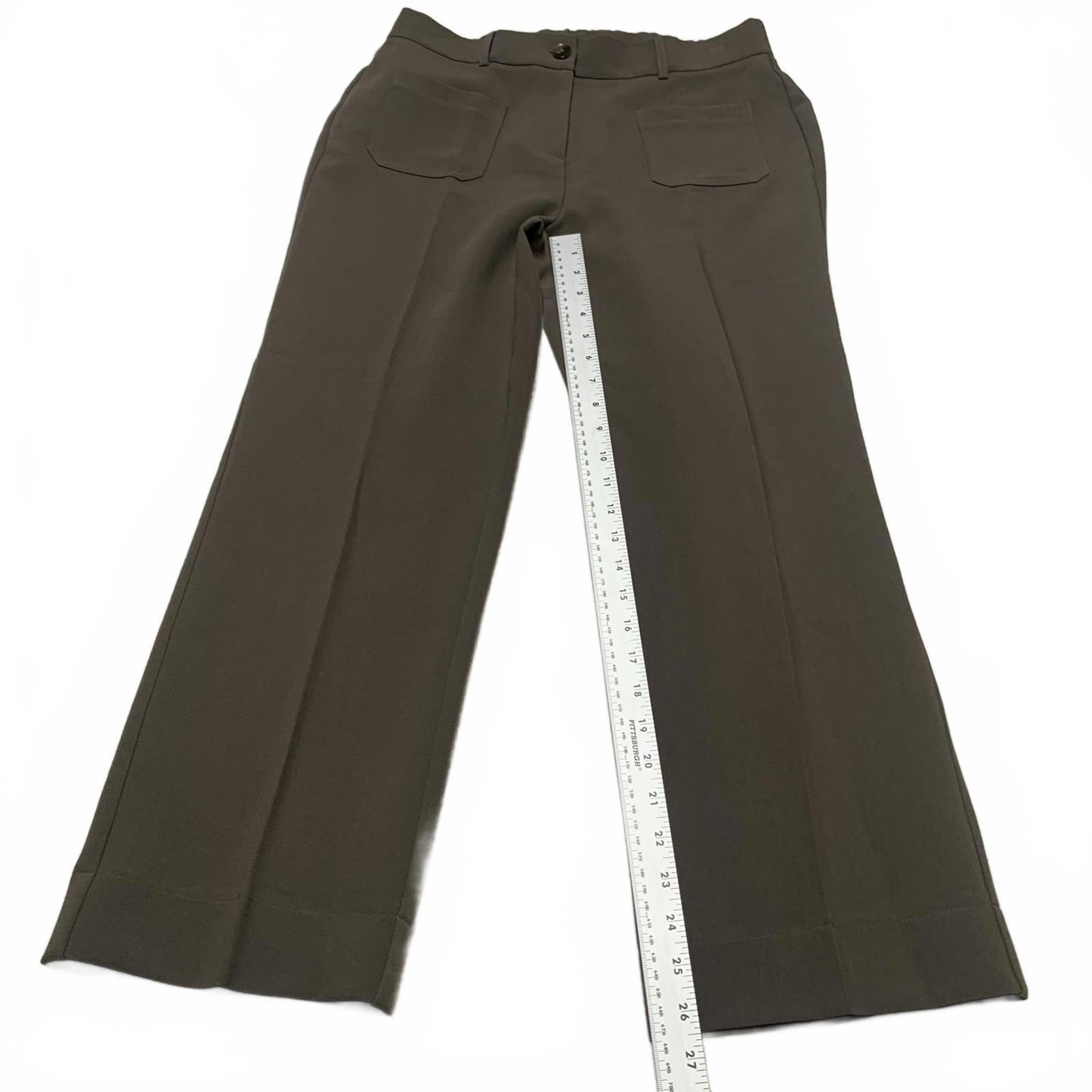 Adrianna Papell Women's Sz 8 Petite Brown Wide Leg Patch Trousers W32x26.5