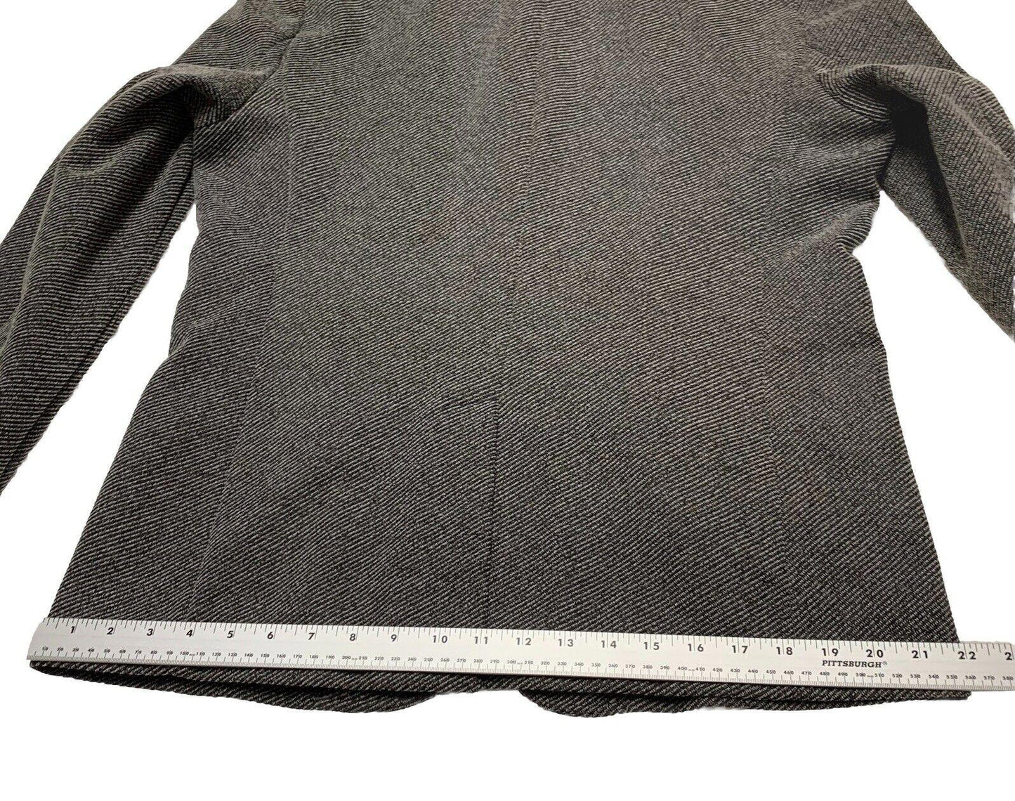 Zara Man buckle High Collar Coat Size 42 Herringbone Gray Made in Turkey