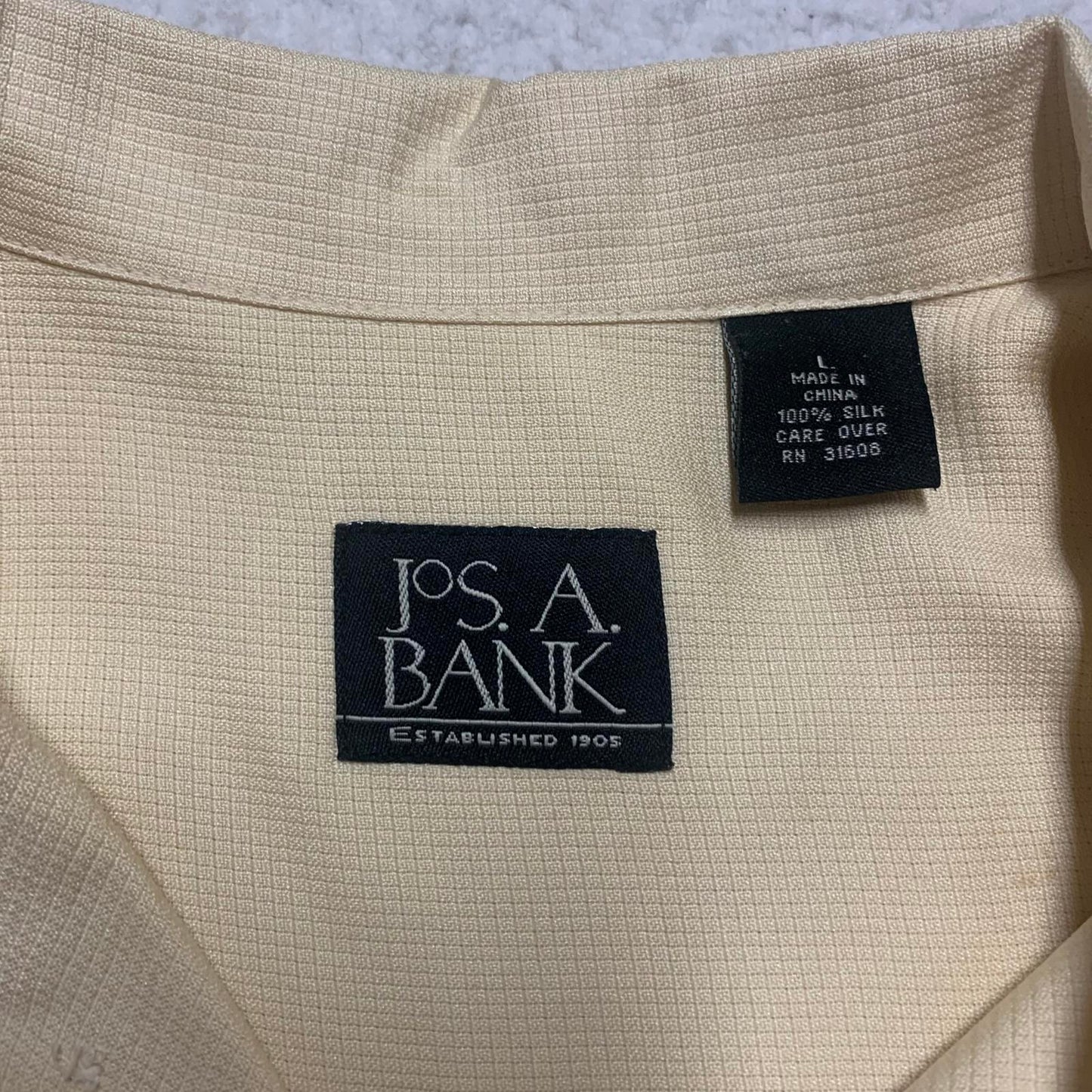 Jos. A. Bank Large Silk Shirt Light Beige Short Sleeves