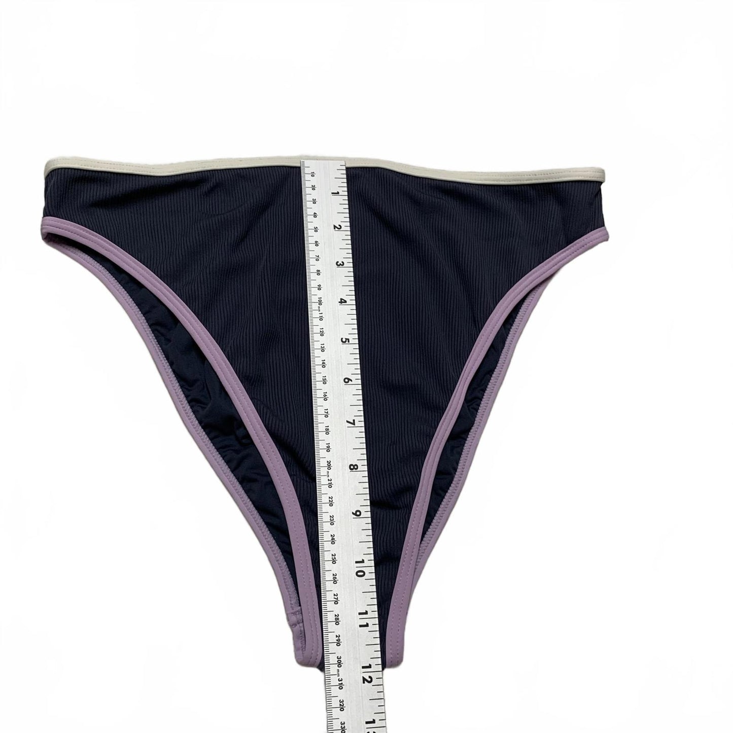 L*SPACE Women's Size XLarge Gray & Lilac Ribbed Bikini Bottoms