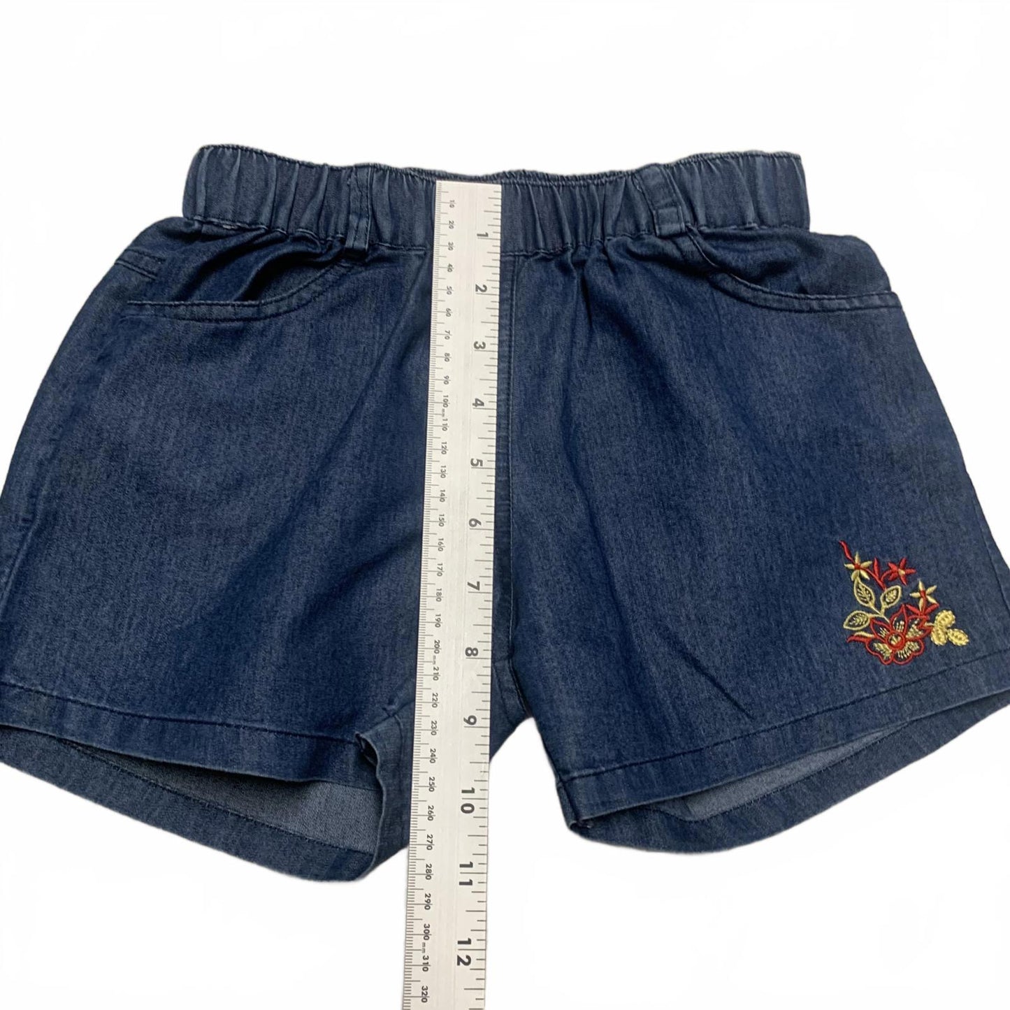 Palakshi Girls' Sz 8-9 yrs Blue Denim Shorts Embroidery