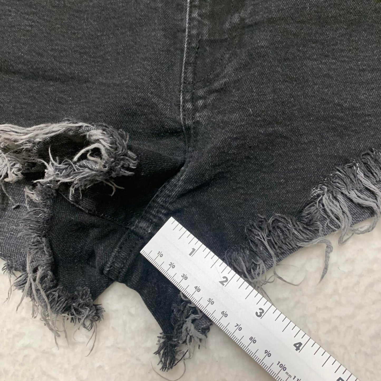 Zara Womens Sz 12 High-Rise Black Distressed Cutoff Denim Shorts Festival Grunge