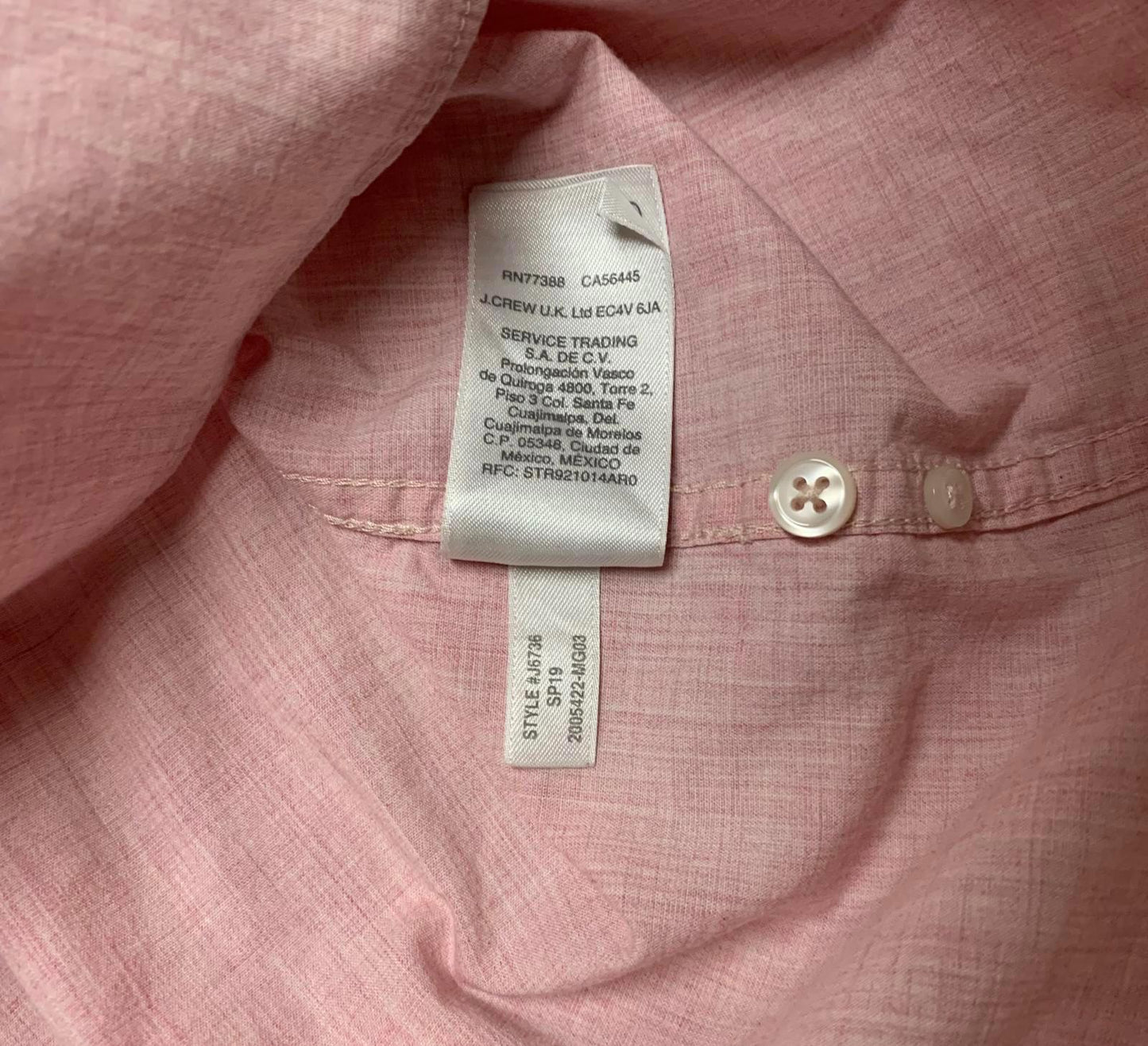 J Crew Long Men’s Small Short Pink Button-Up Shirt Slim Fit