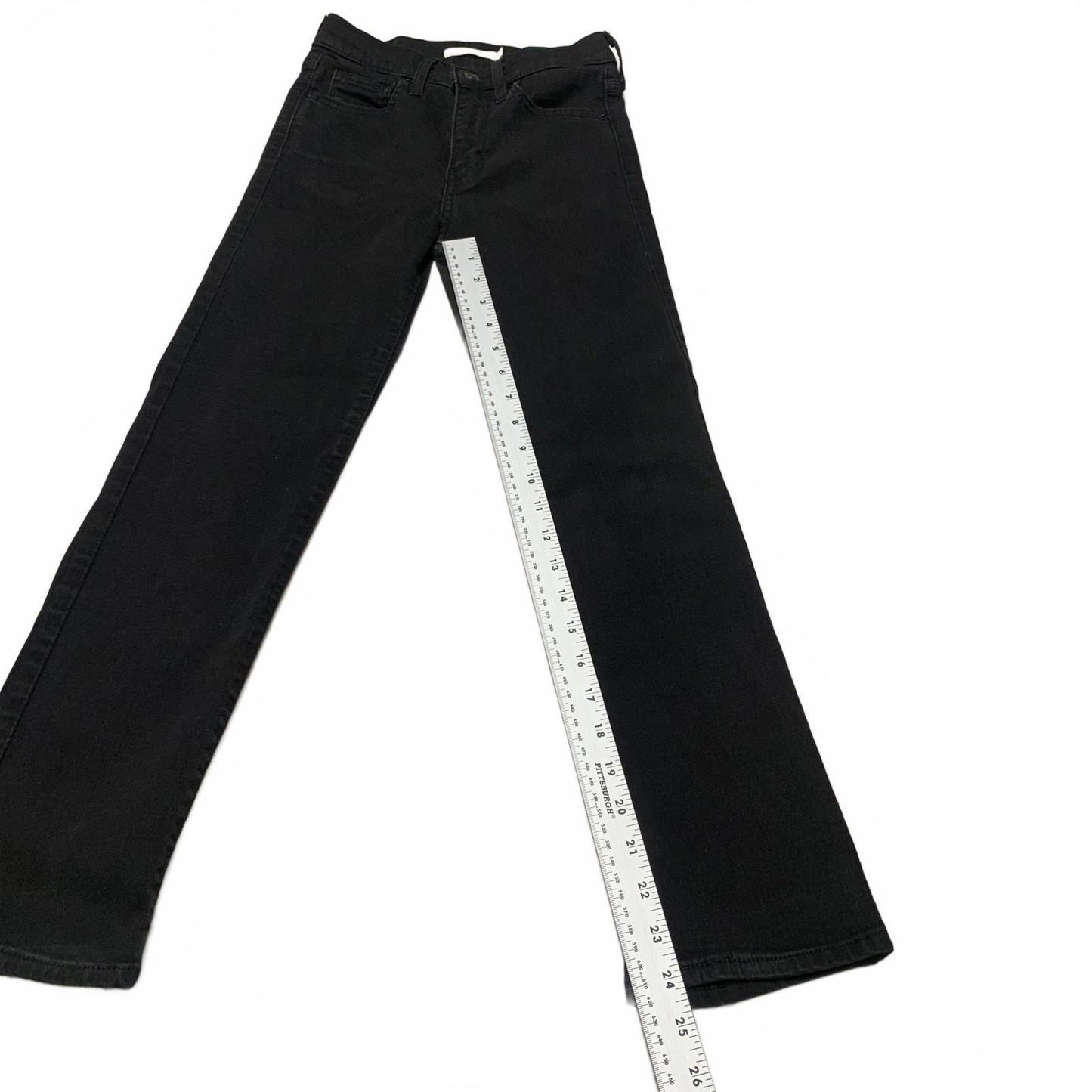 Levi's 724 Women's Size 24 Black High Rise Straight Crop Leg Jeans 23.5x 24L