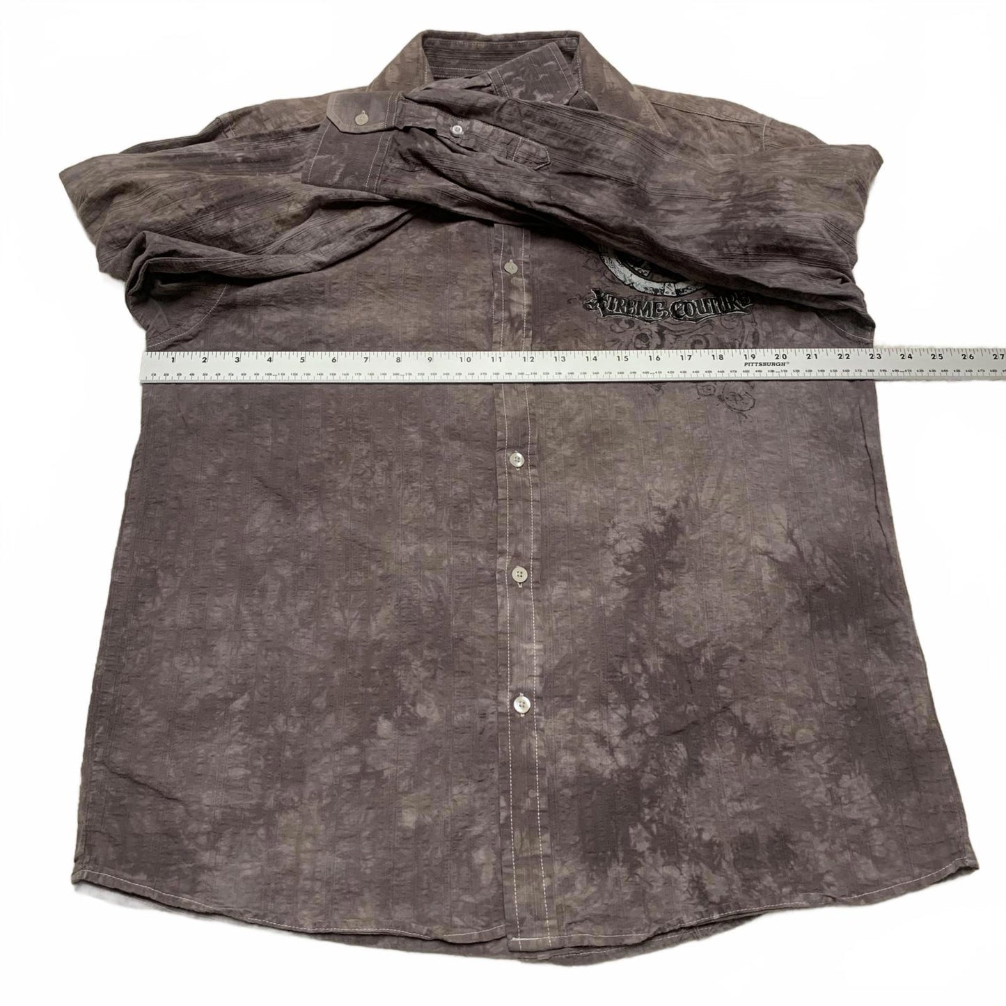 Xtreme Couture Men's Size Large Brown Long Sleeve Night out Shirt Acid Wash