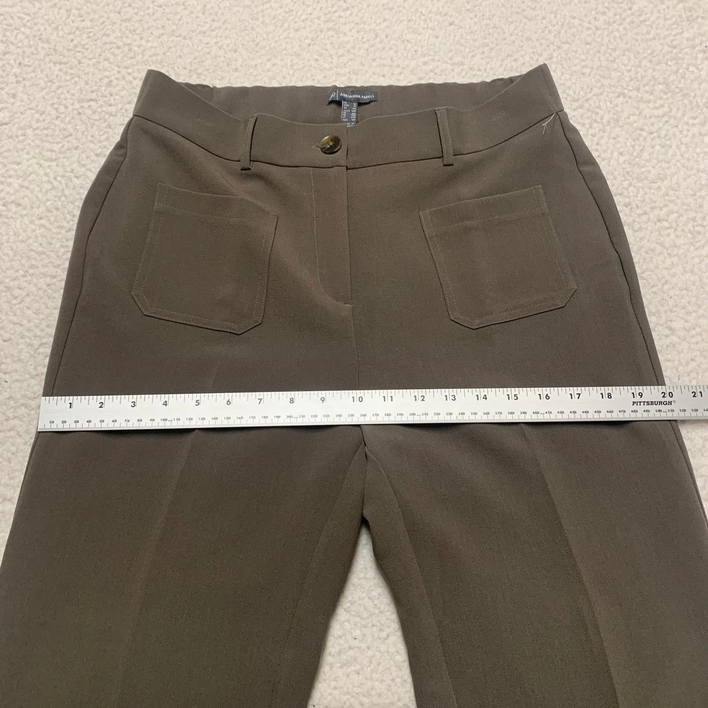 Adrianna Papell Women's Sz 8 Petite Brown Wide Leg Patch Trousers W32x26.5