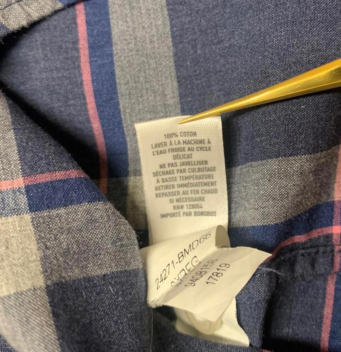 Bonobos Men's Size Small Blue Tailored Fit Plaid Shirt