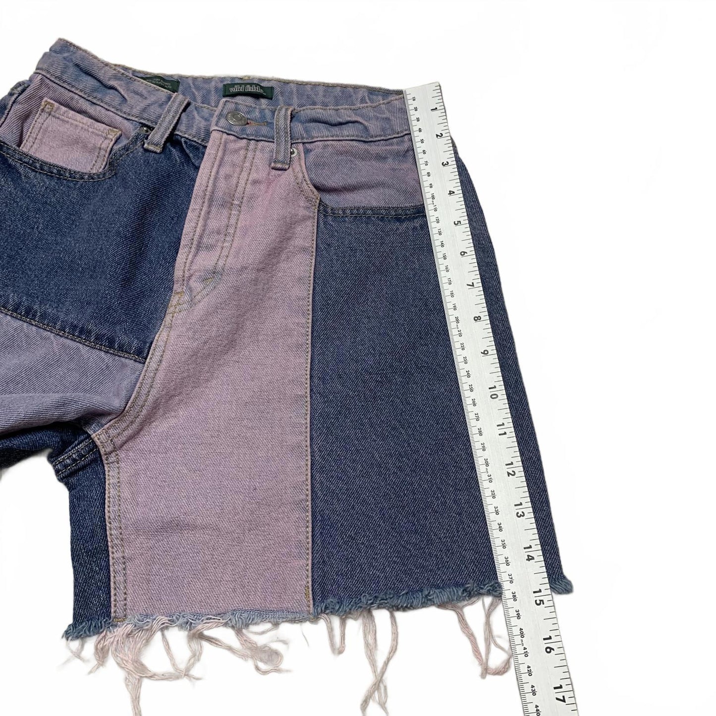 Wild Fable Womens Sz 0 Blue Pink Patchwork Denim Shorts 24.5