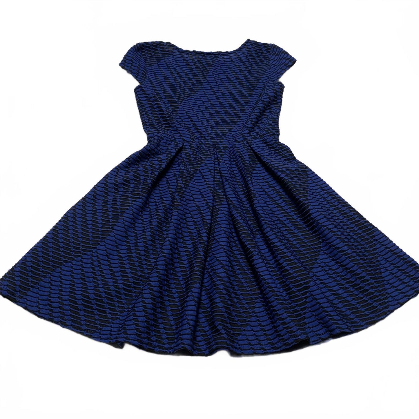 IZ Byer Women's Size XSmall Blue Black Textured Fit A cut Dress XS