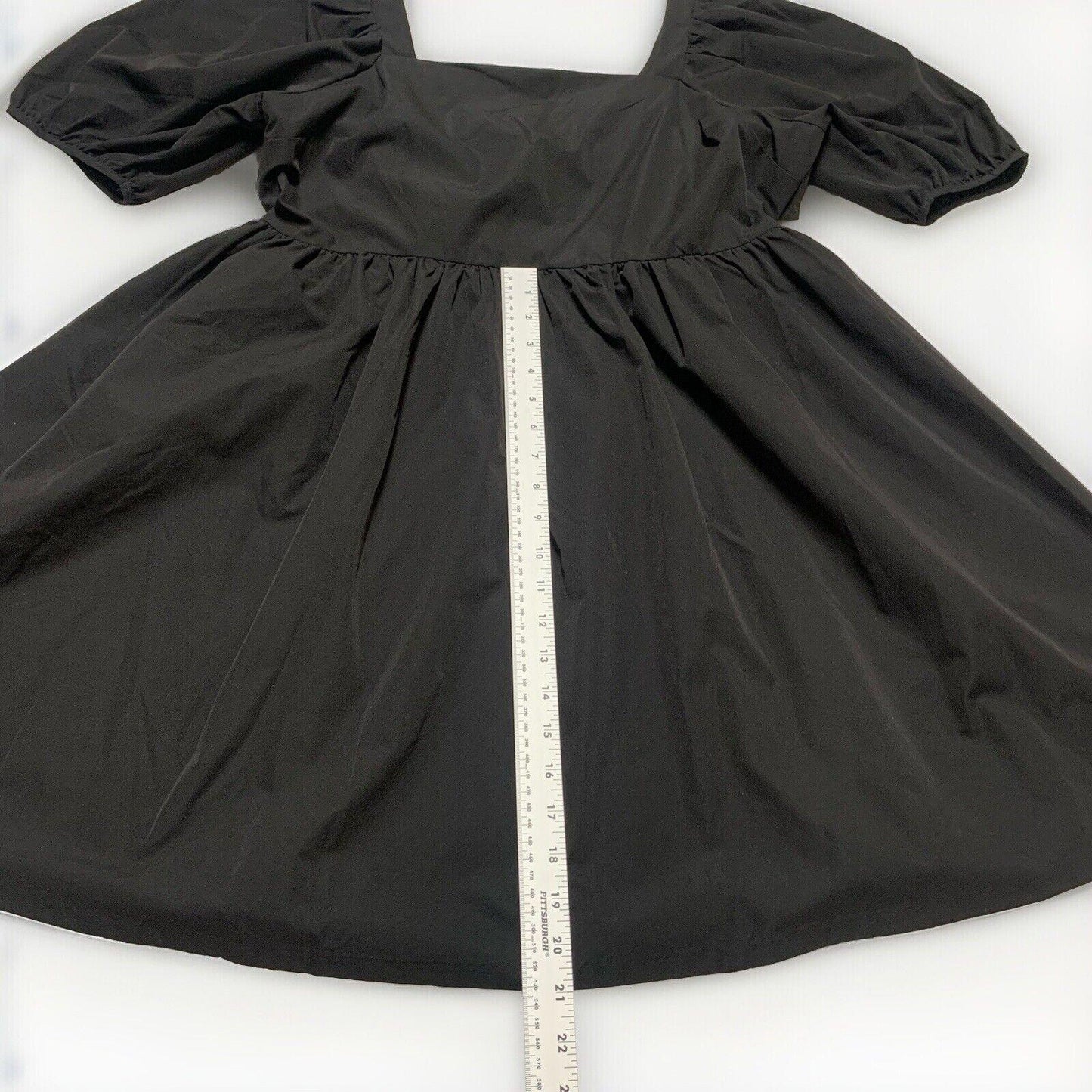H&M Women’s Size Large Black Sun Dress Puff sleeve Vacation A-Line Cut
