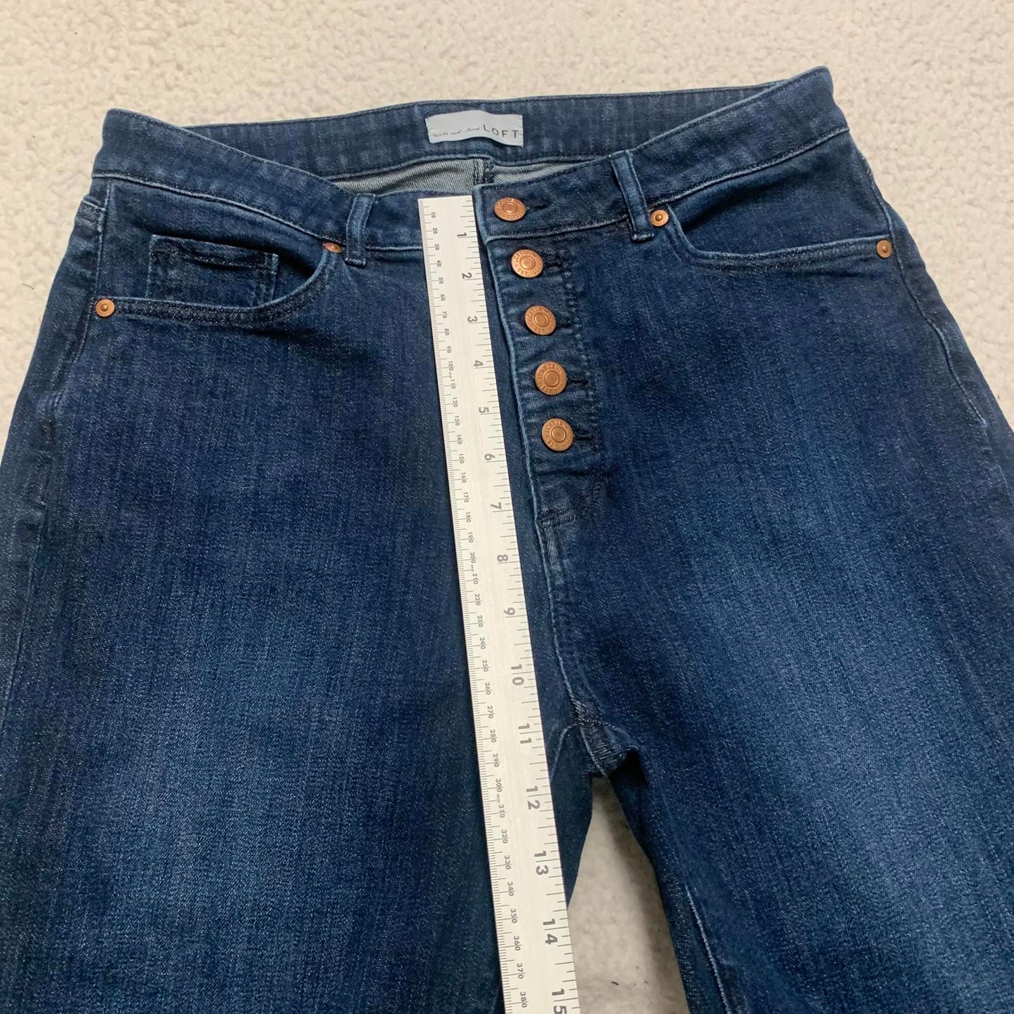 Loft Women's Sz 30/10 Dark Blue Denim Curvy Kicks Flare Jeans 30 x 25 High Rise