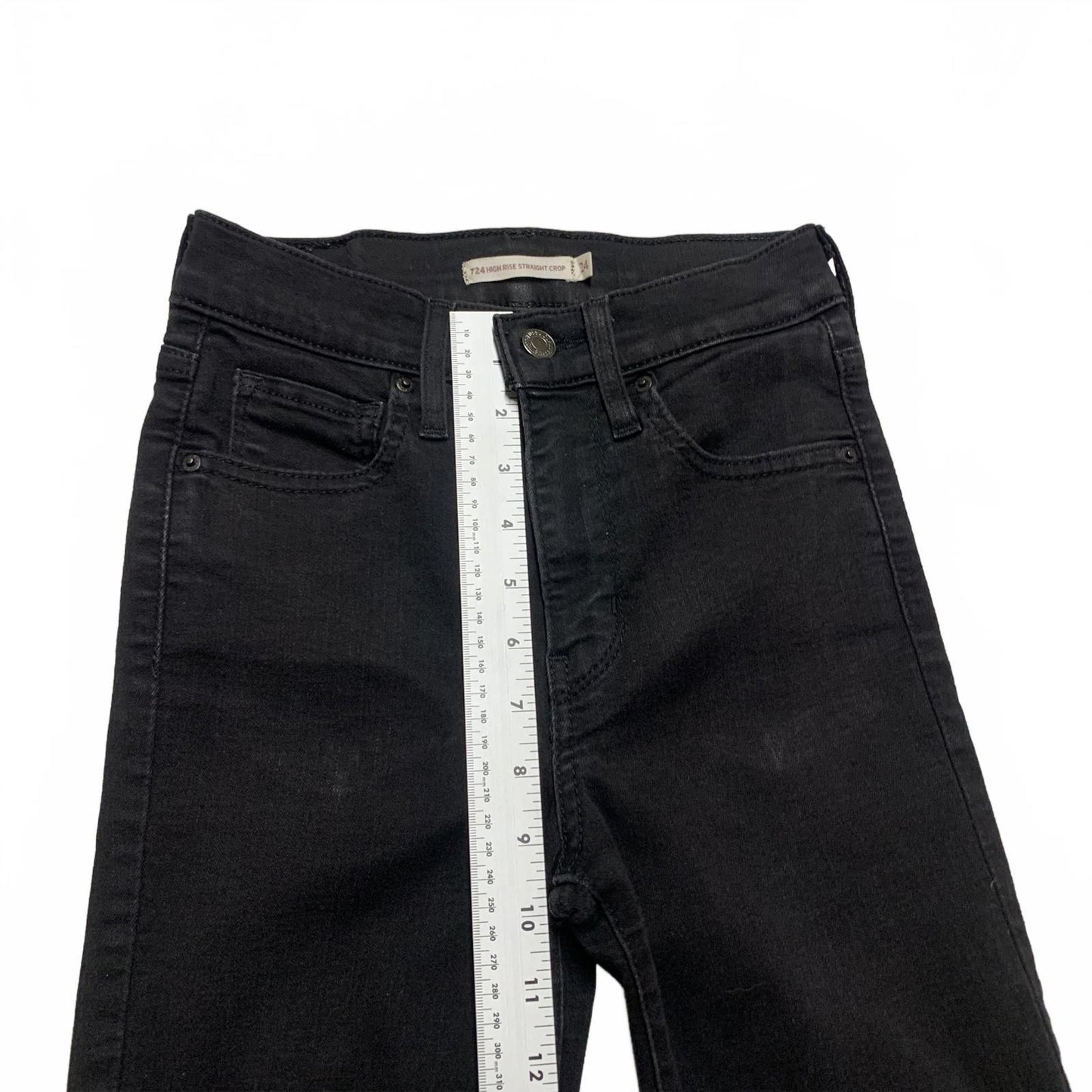 Levi's 724 Women's Size 24 Black High Rise Straight Crop Leg Jeans 23.5x 24L