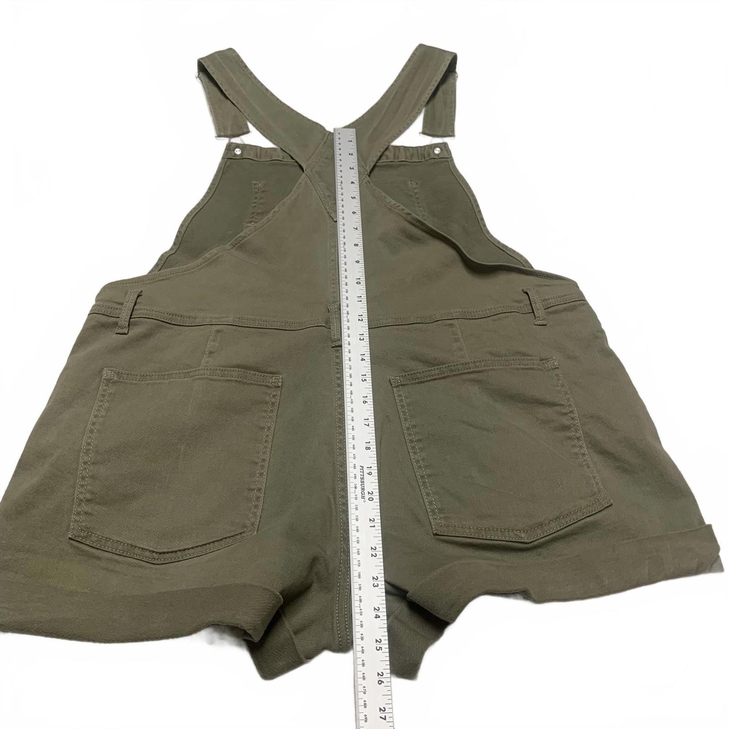 NOBO No Boundaries Womens Sz XXL (19) Olive Green Denim Overalls Shorts W40